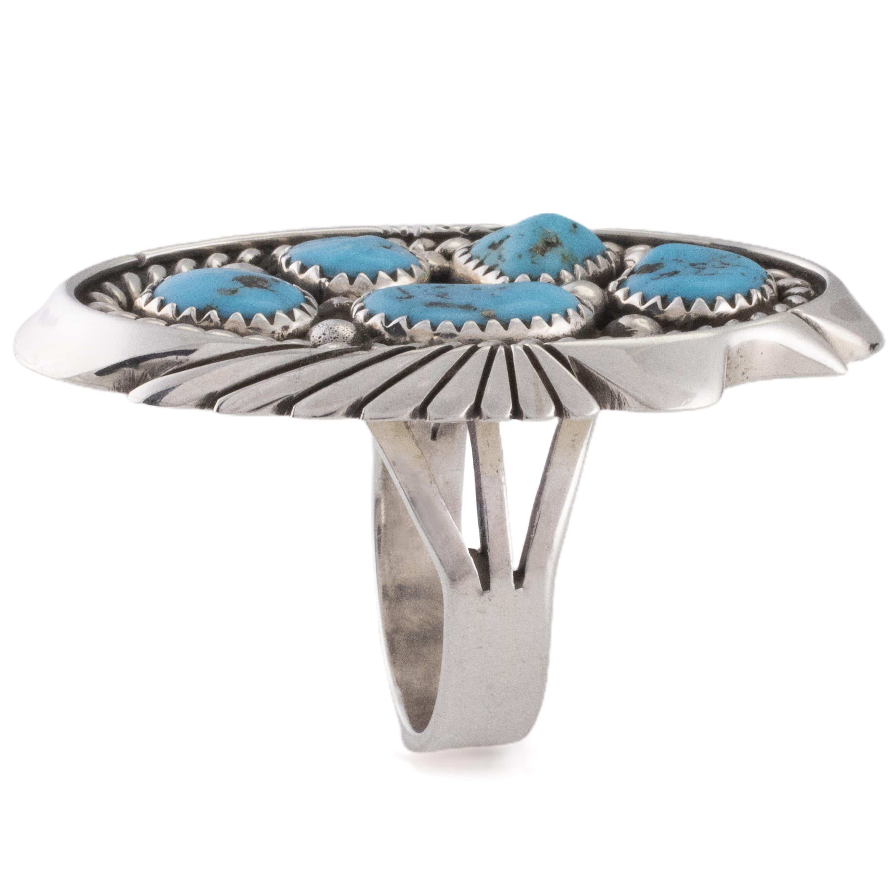 Kalifano Native American Jewelry 11 Melvin Jones Navajo Kingman Turquoise USA Native American Made 925 Sterling Silver Ring NAR1100.003.11