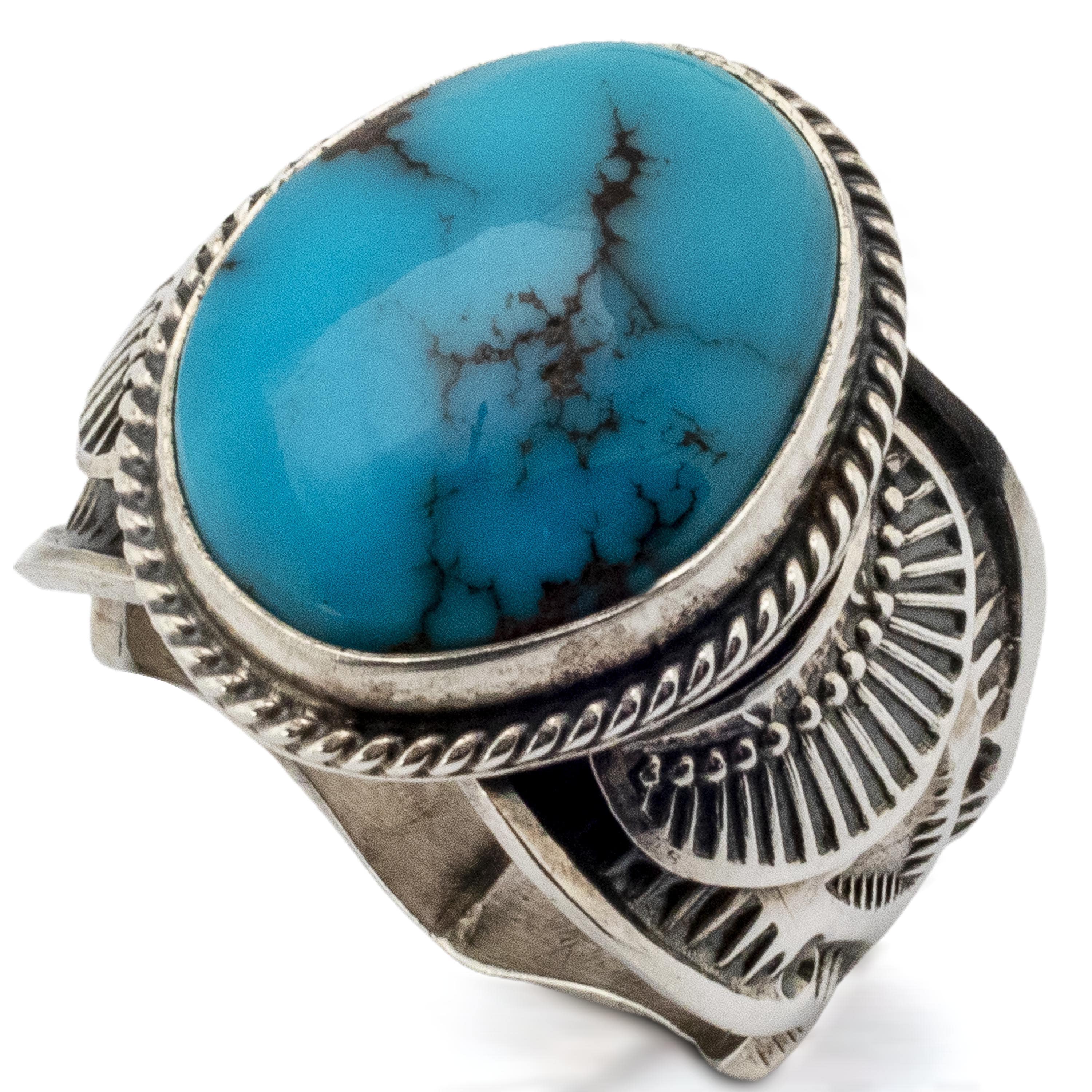Kalifano Native American Jewelry 12 Sunshine Reeves Eygptian Turquoise USA Native American Made 925 Sterling Silver Ring NAR1400.014.12