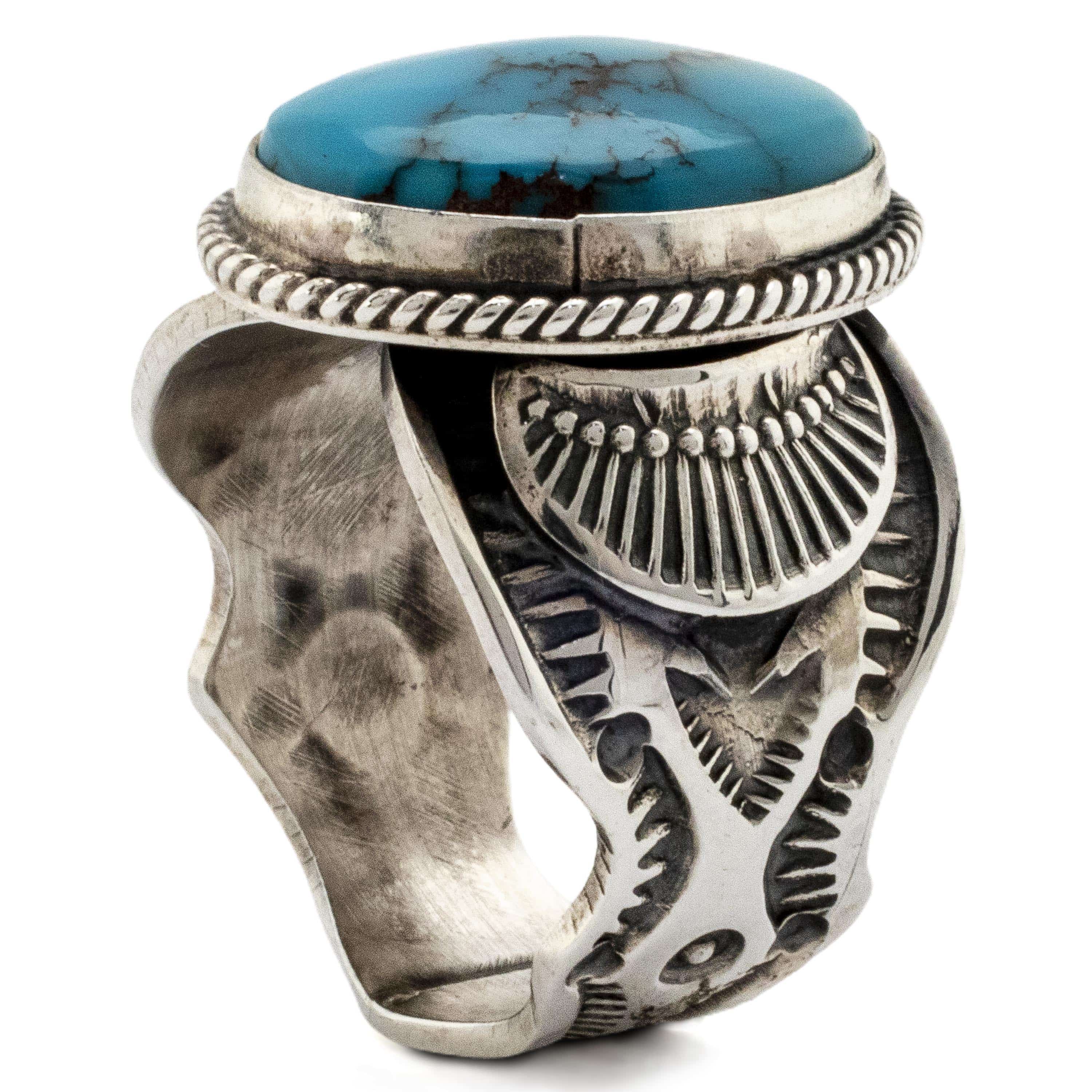 Kalifano Native American Jewelry 12 Sunshine Reeves Eygptian Turquoise USA Native American Made 925 Sterling Silver Ring NAR1400.014.12