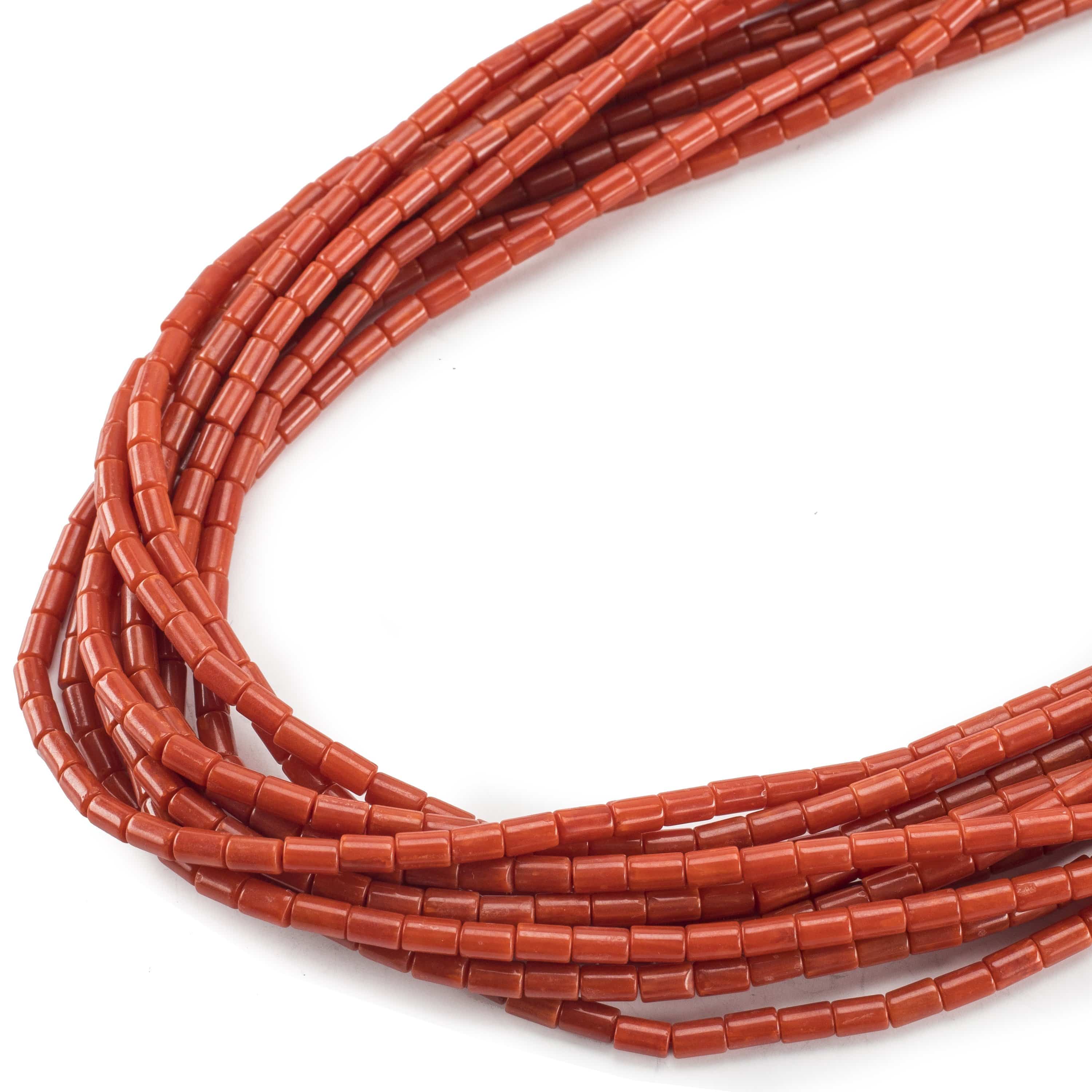 Kalifano Native American Jewelry 19" Ten Strand Coral USA Native American Made 925 Sterling Silver Necklace NAN1200.013