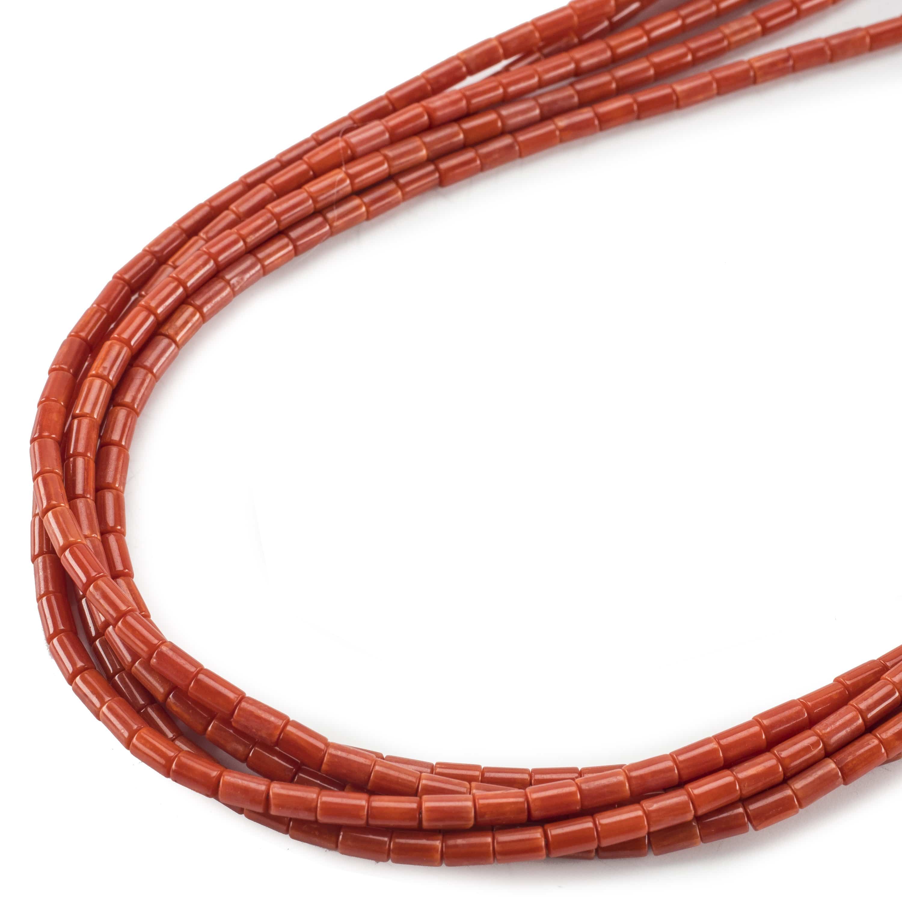 Kalifano Native American Jewelry 24" Five Strand Coral USA Native American Made 925 Sterling Silver Necklace NAN800.005