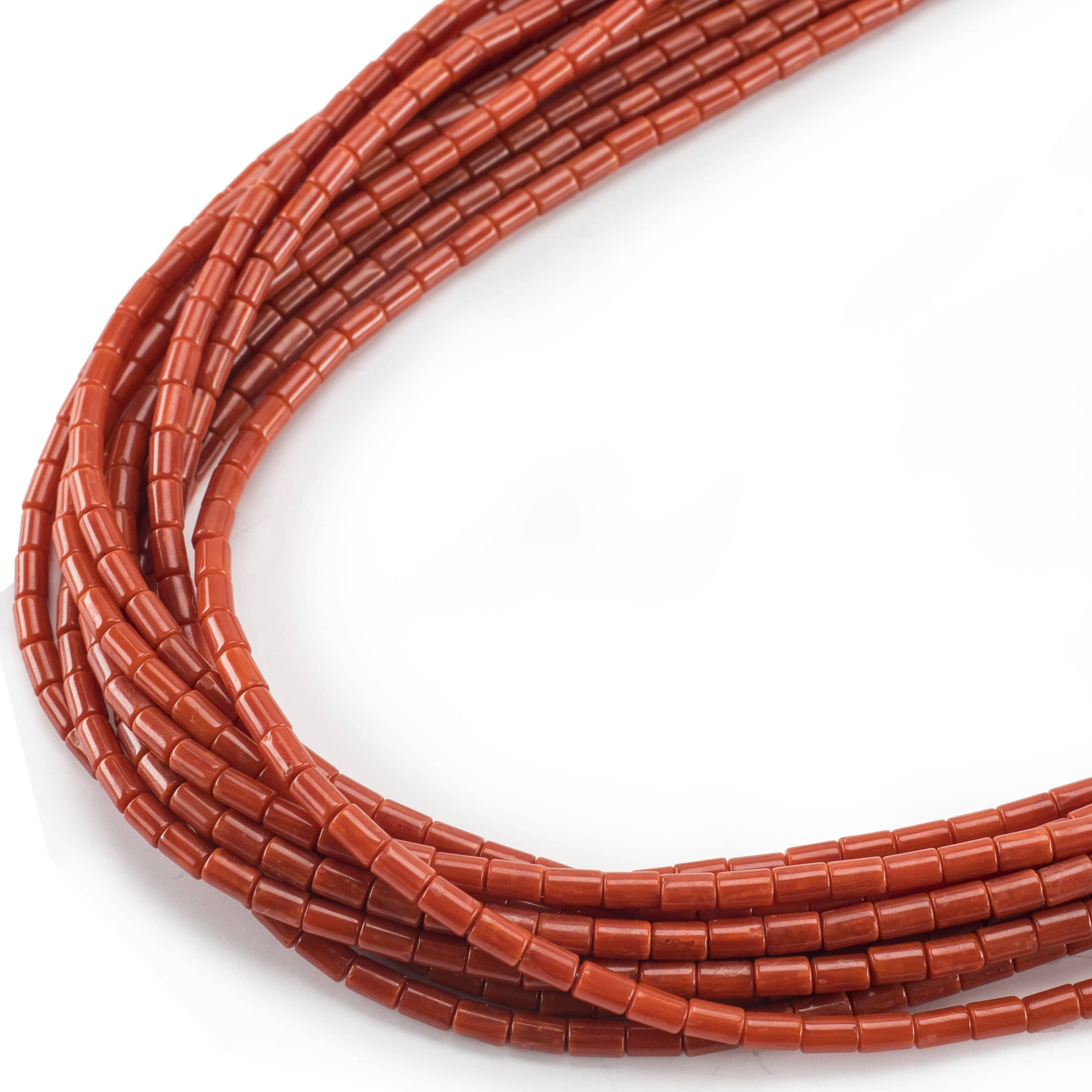 Kalifano Native American Jewelry 36" Ten Strand Coral USA Native American Made 925 Sterling Silver Necklace NAN2400.007