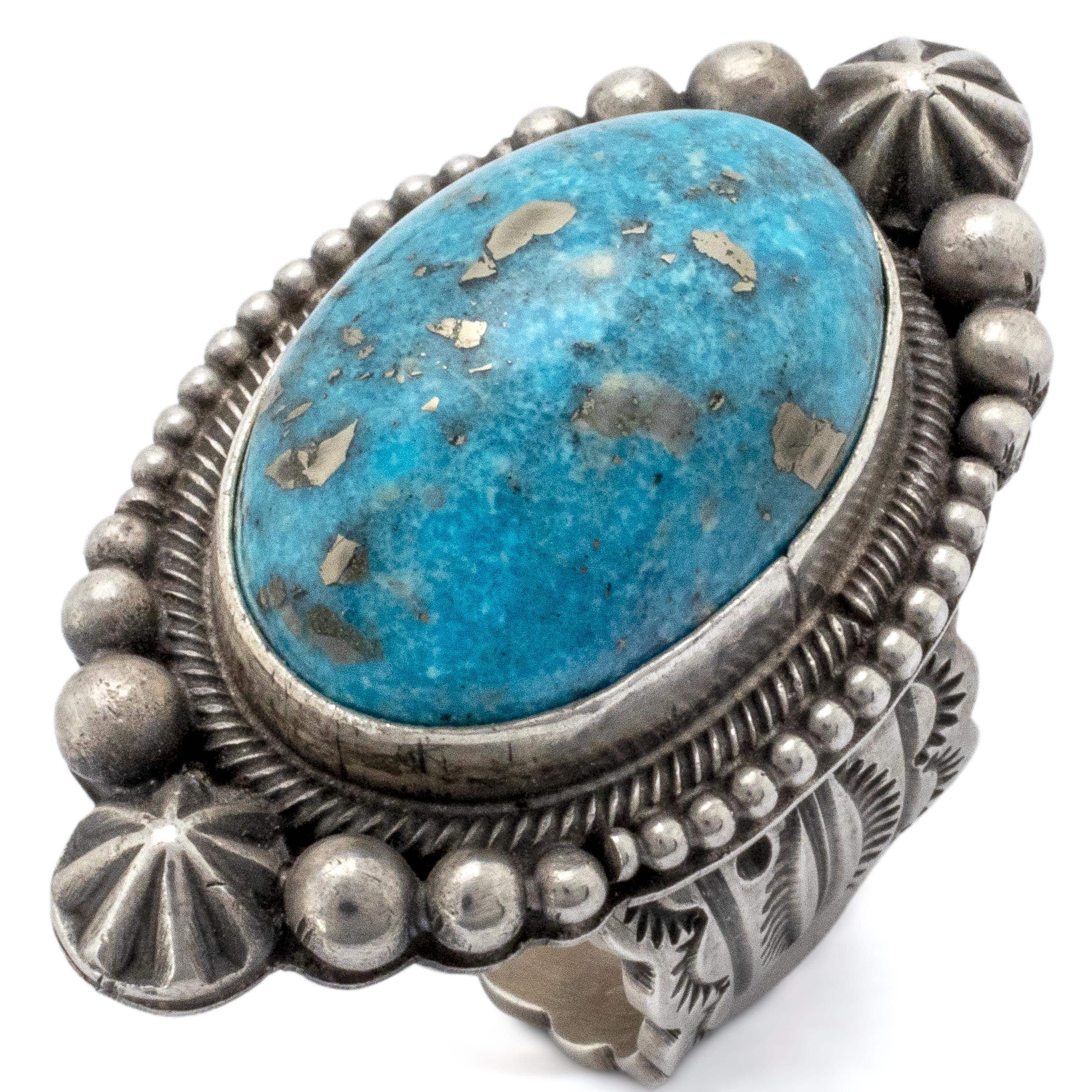 Kalifano Native American Jewelry 5.5 Michael & Rose Calladitto Navajo Kingman Turquoise USA Native American Made 925 Sterling Silver Ring NAR1200.032.55