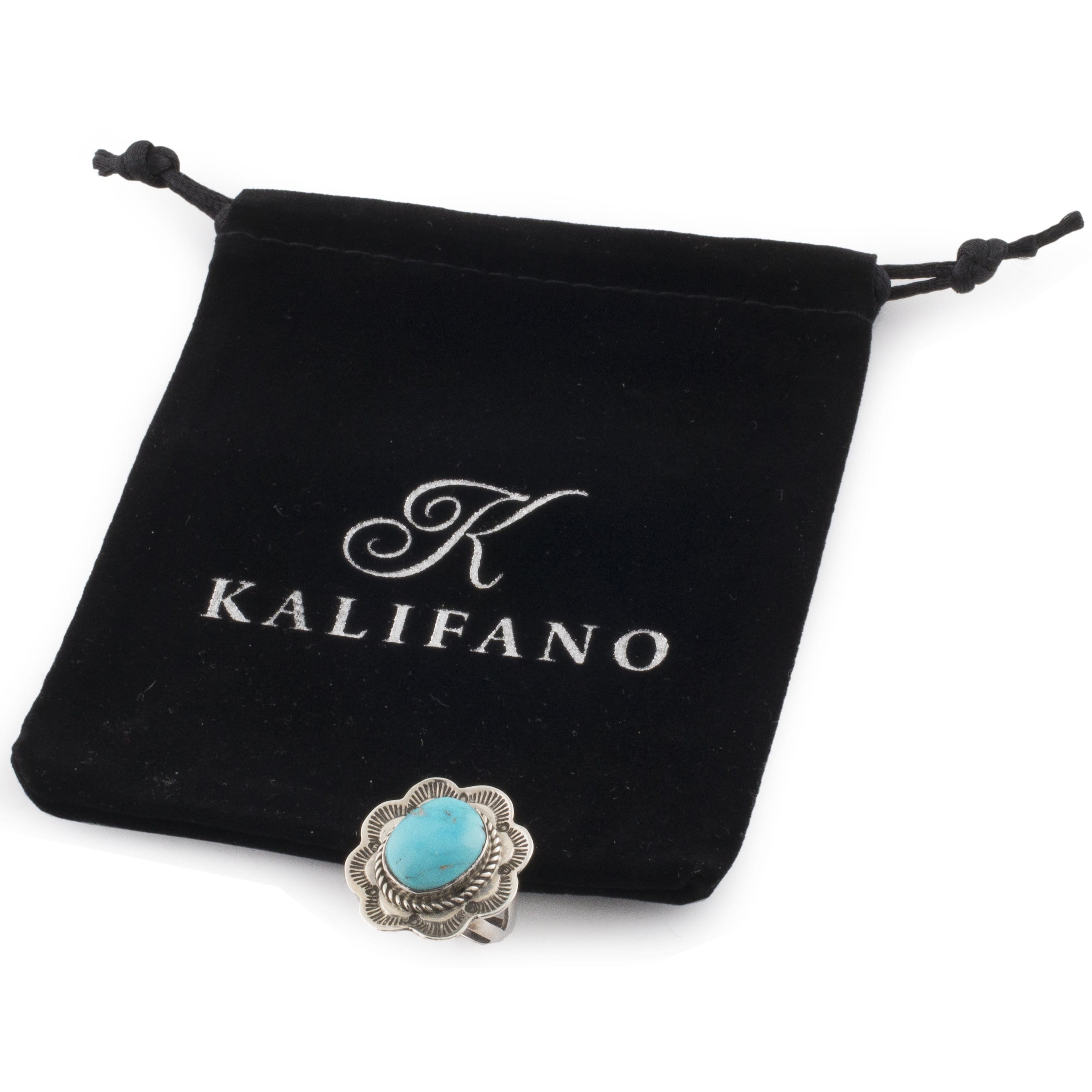 Kalifano Native American Jewelry 5 Kingman Turquoise USA Native American Made 925 Sterling Silver Ring NAR400.040.5