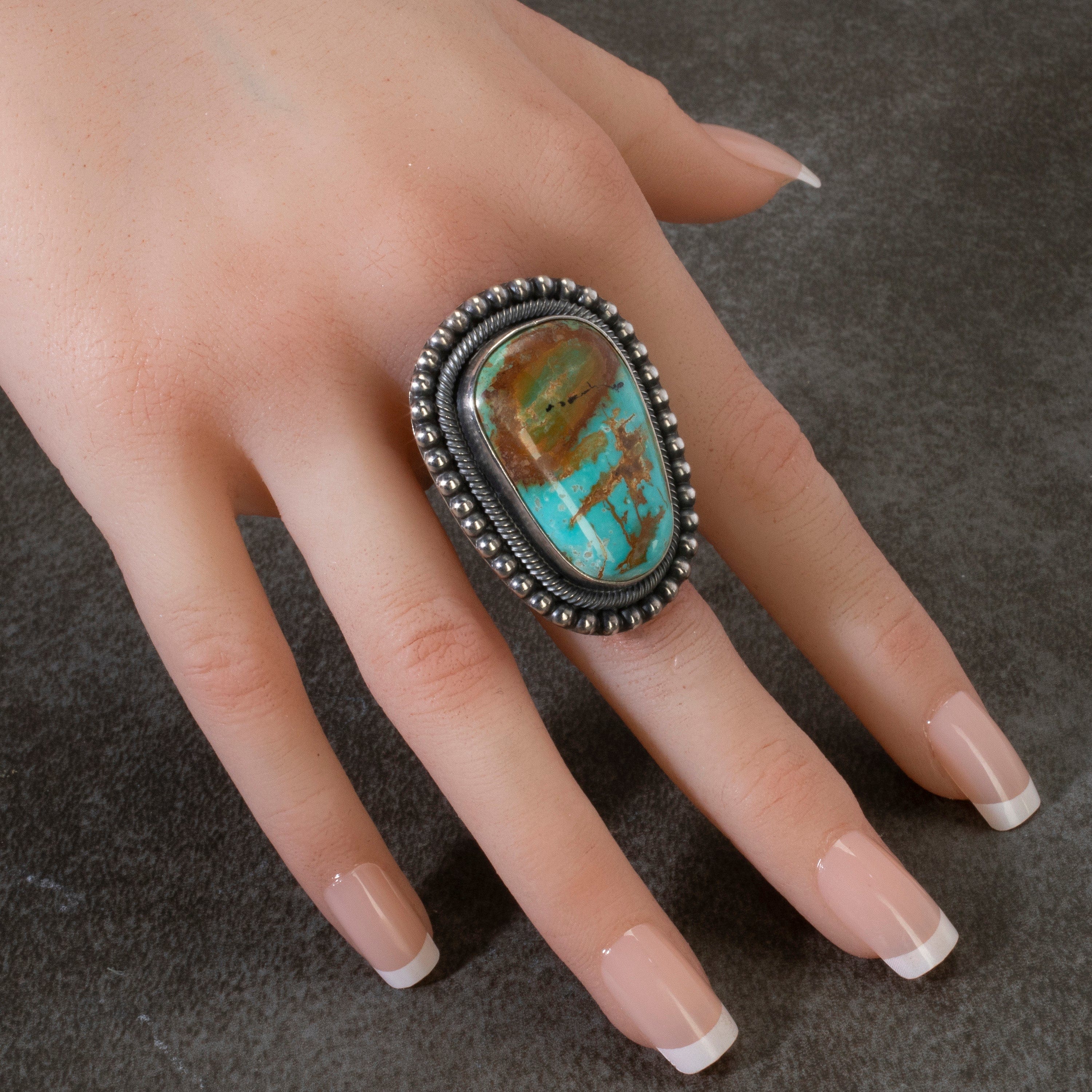 Kalifano Native American Jewelry 6 Readda Begay Navajo Royston Turquoise USA Native American Made 925 Sterling Silver Ring NAR3000.003.6