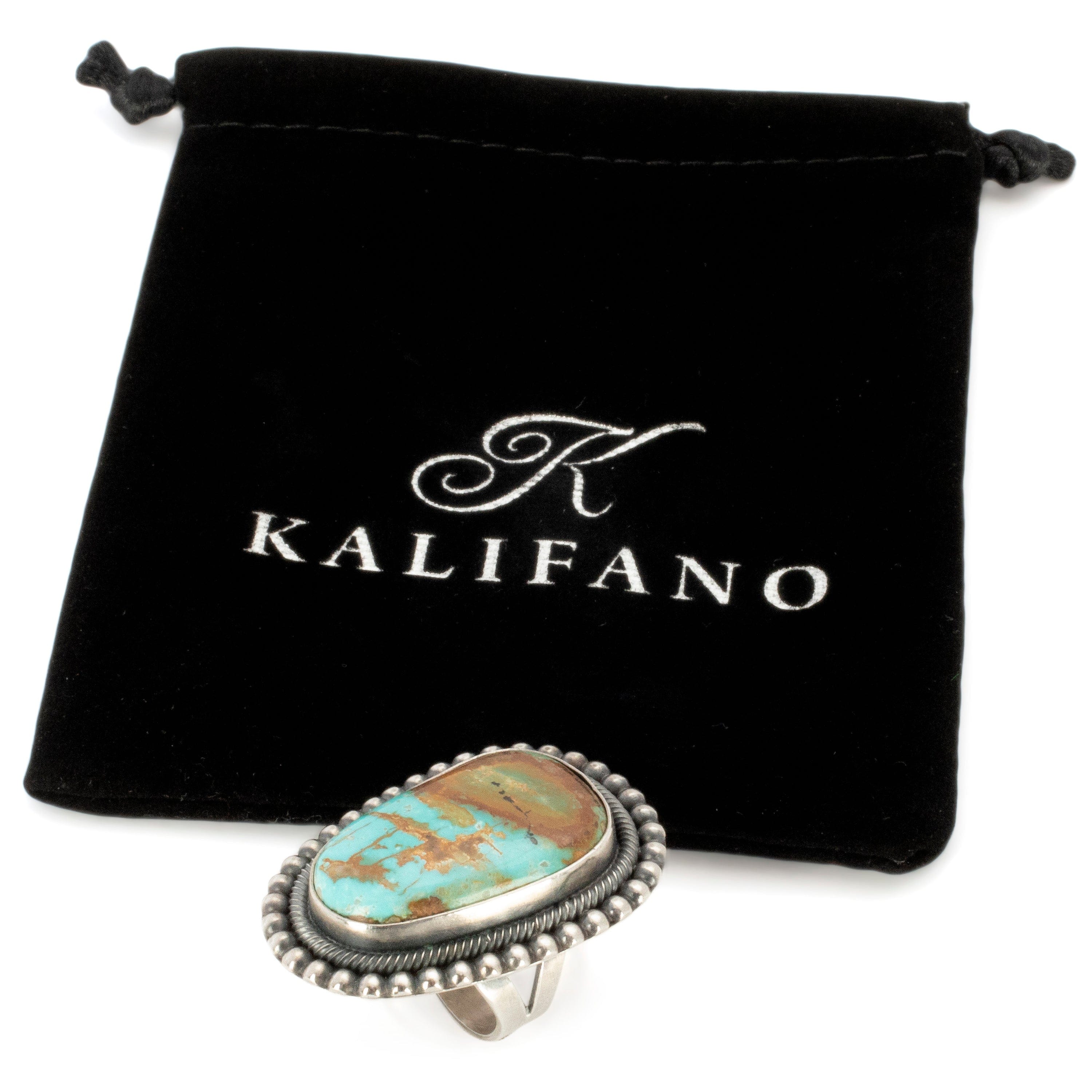 Kalifano Native American Jewelry 6 Readda Begay Navajo Royston Turquoise USA Native American Made 925 Sterling Silver Ring NAR3000.003.6