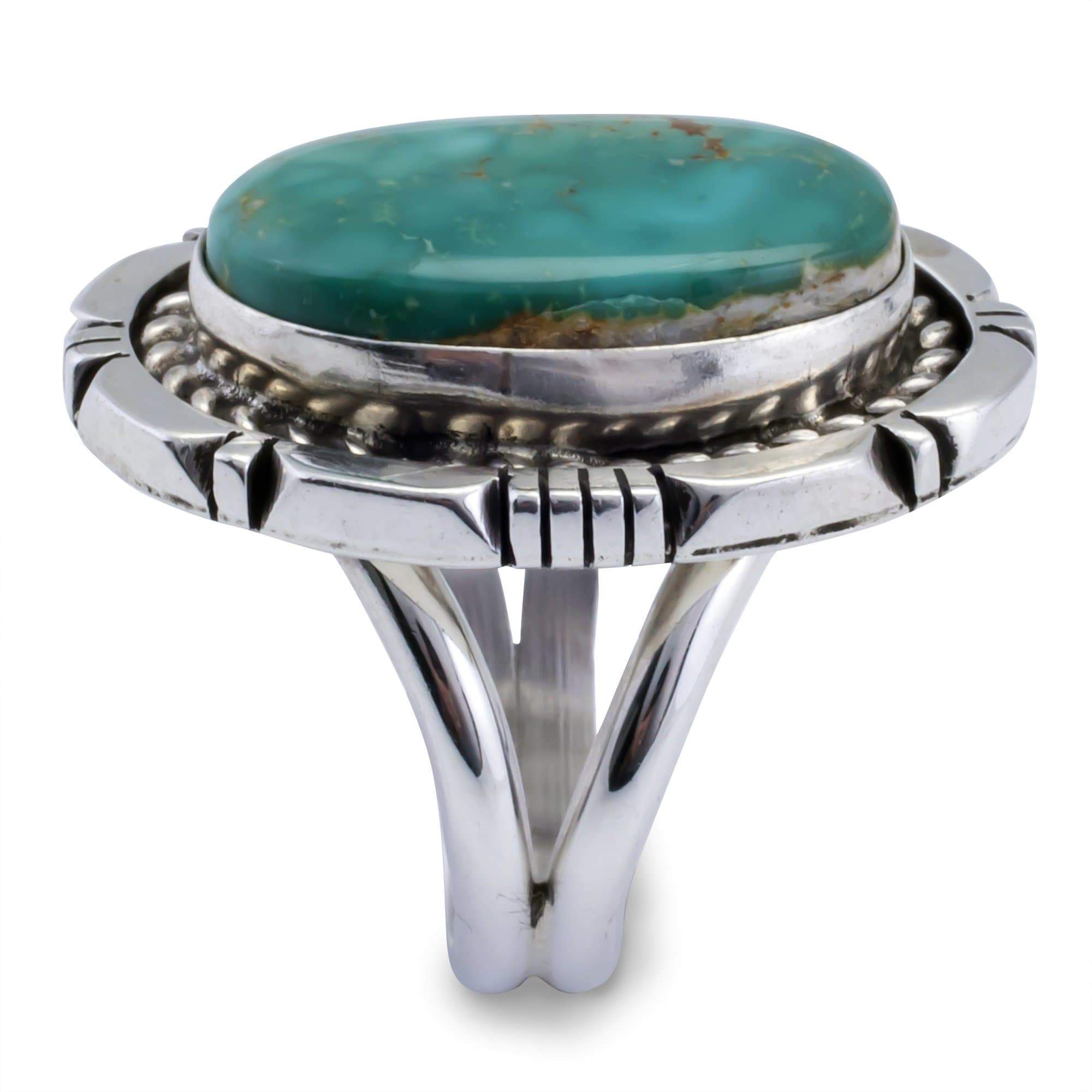 Kalifano Native American Jewelry 7 Eddie Secatero Royston Turquoise Native American Made 925 Sterling Silver Ring NAR900.001.7