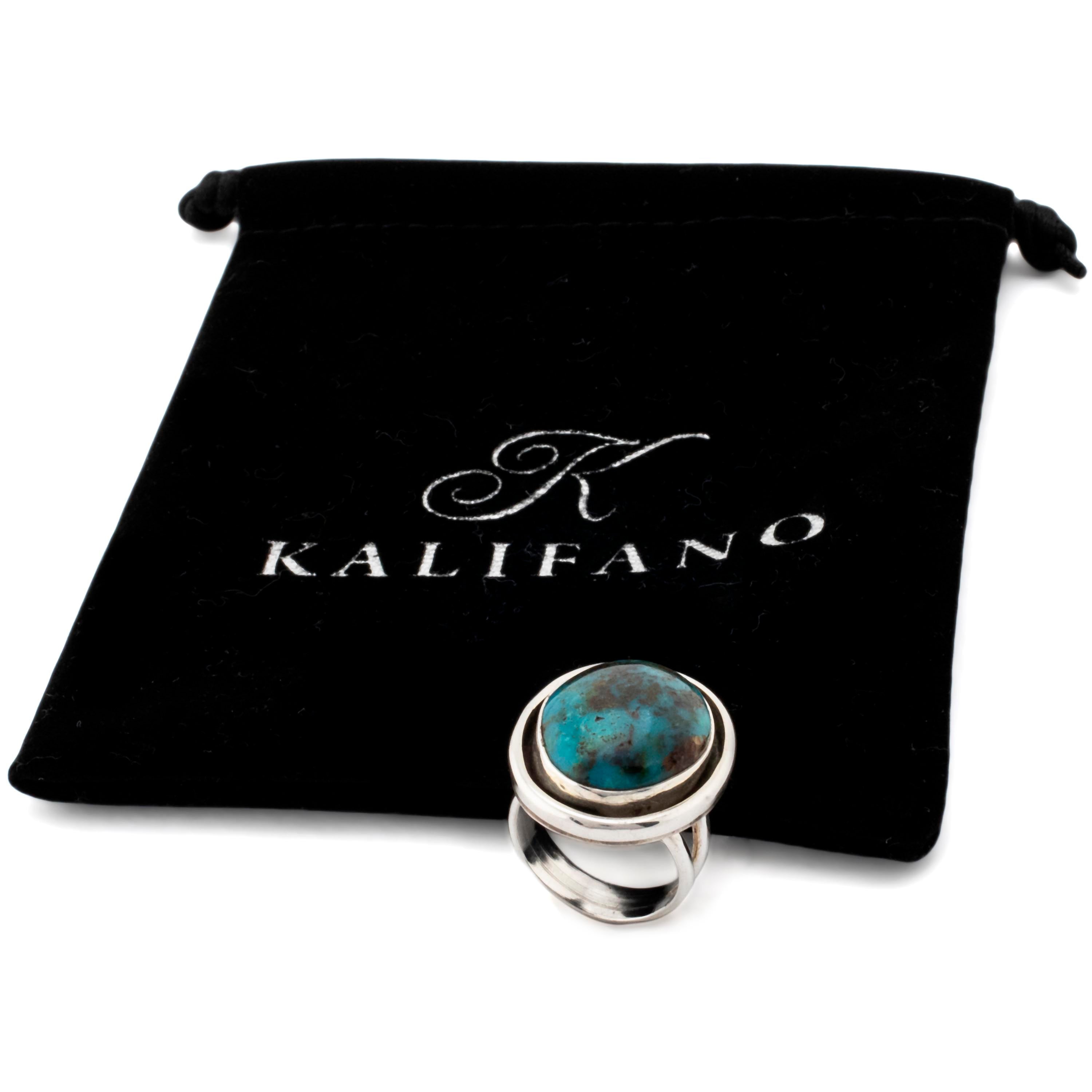 Kalifano Native American Jewelry 7 Eygptian Turquoise USA Native American Made 925 Sterling Silver Adaptive Ring NAR600.030.7