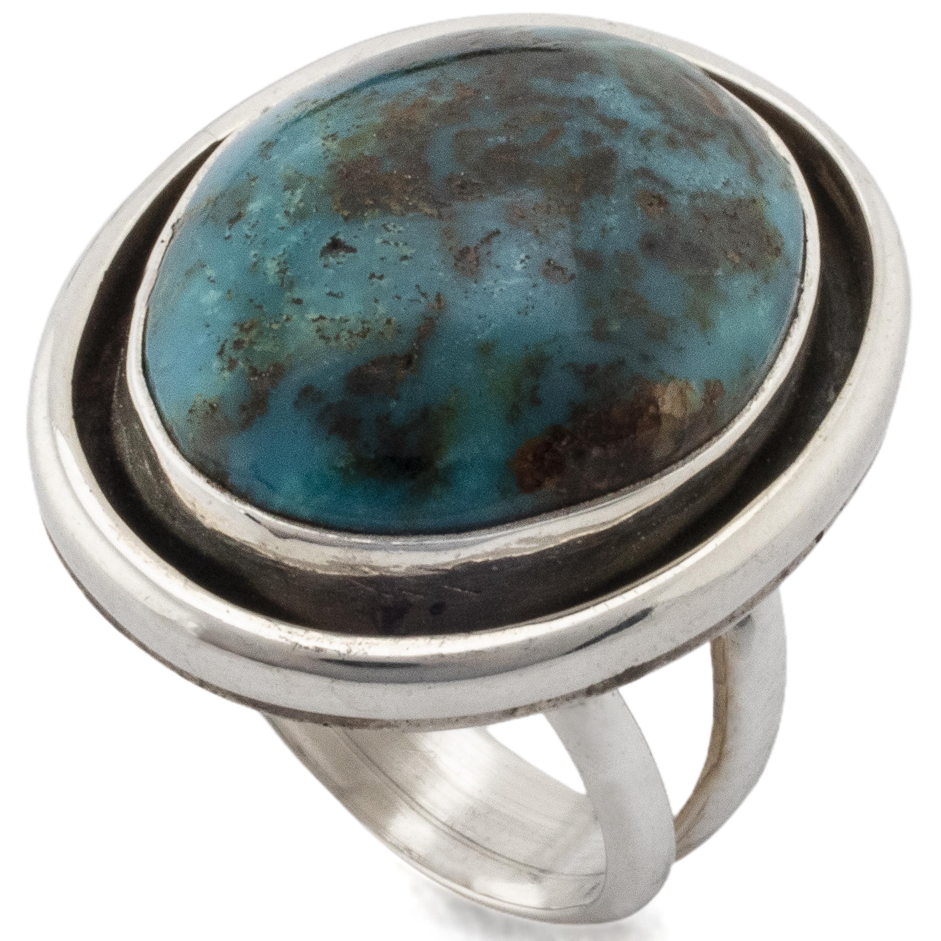 Kalifano Native American Jewelry 7 Eygptian Turquoise USA Native American Made 925 Sterling Silver Adaptive Ring NAR600.030.7