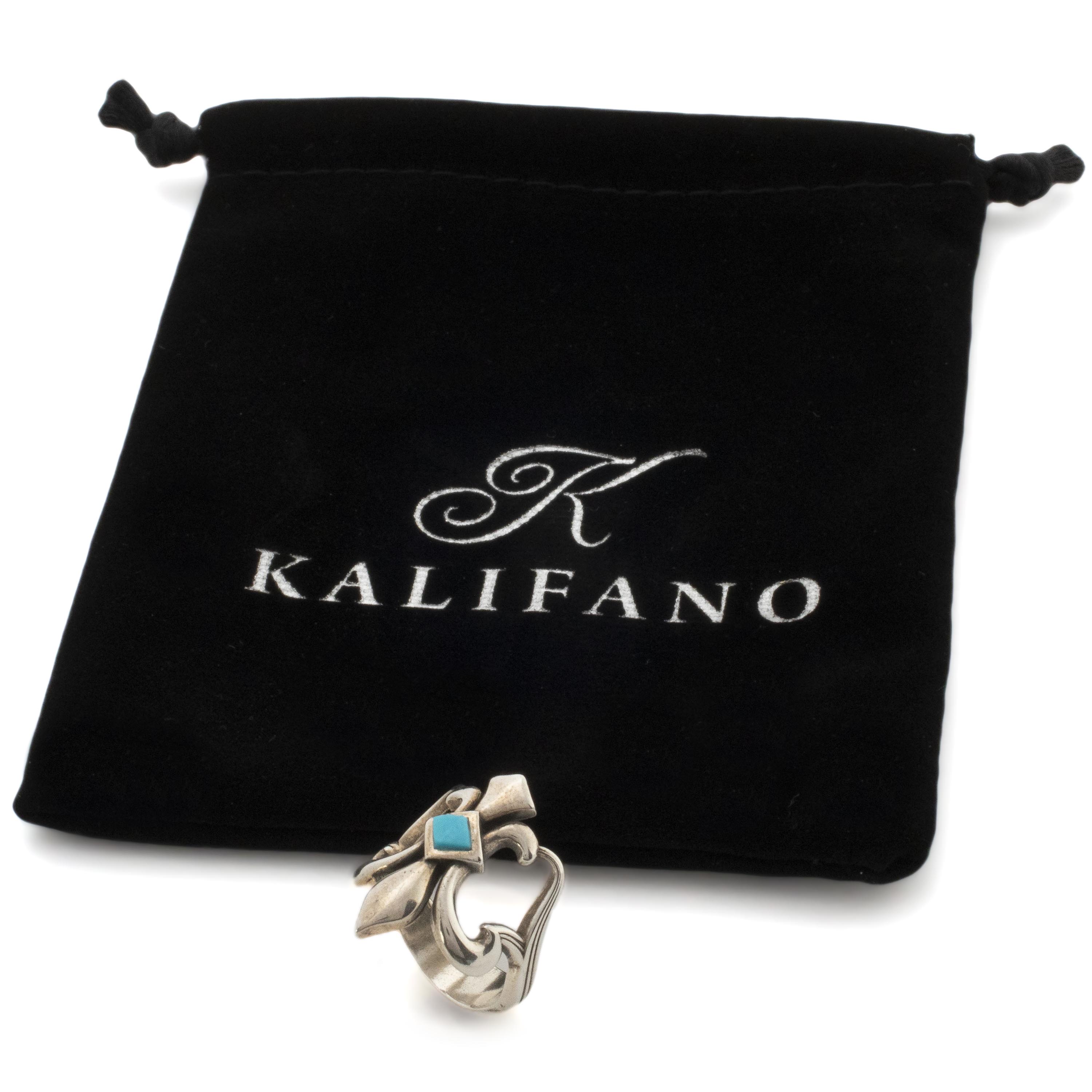 Kalifano Native American Jewelry 7 Kingman Turquoise USA Native American Made 925 Sterling Silver Ring NAR400.104.7