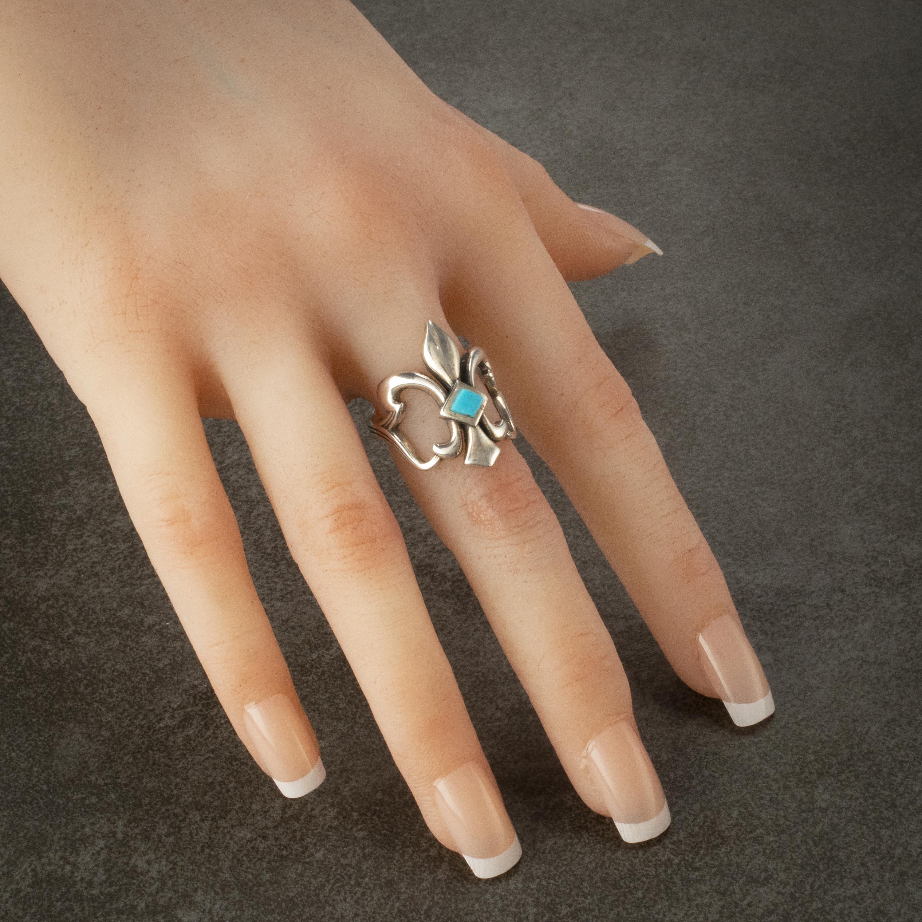 Kalifano Native American Jewelry 7 Kingman Turquoise USA Native American Made 925 Sterling Silver Ring NAR400.104.7