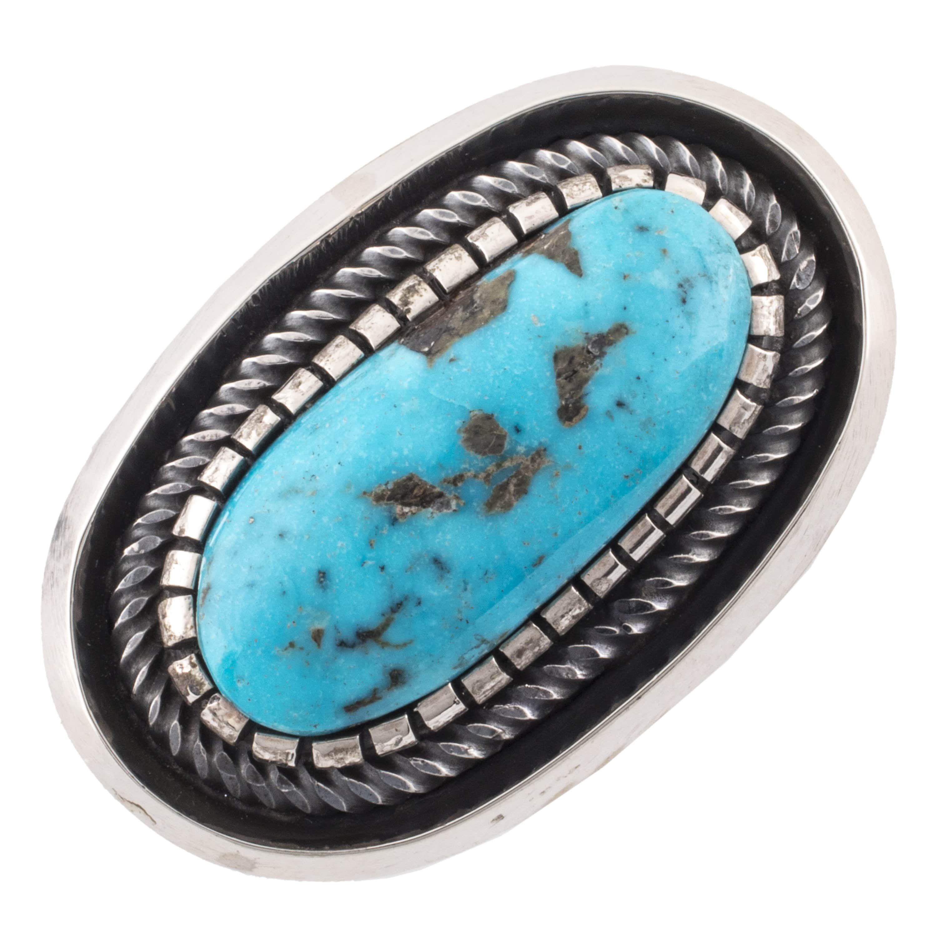 Kalifano Native American Jewelry 7 Leon Martinez Kingman Turquoise USA Native American Made 925 Sterling Silver Ring NAR900.013.7