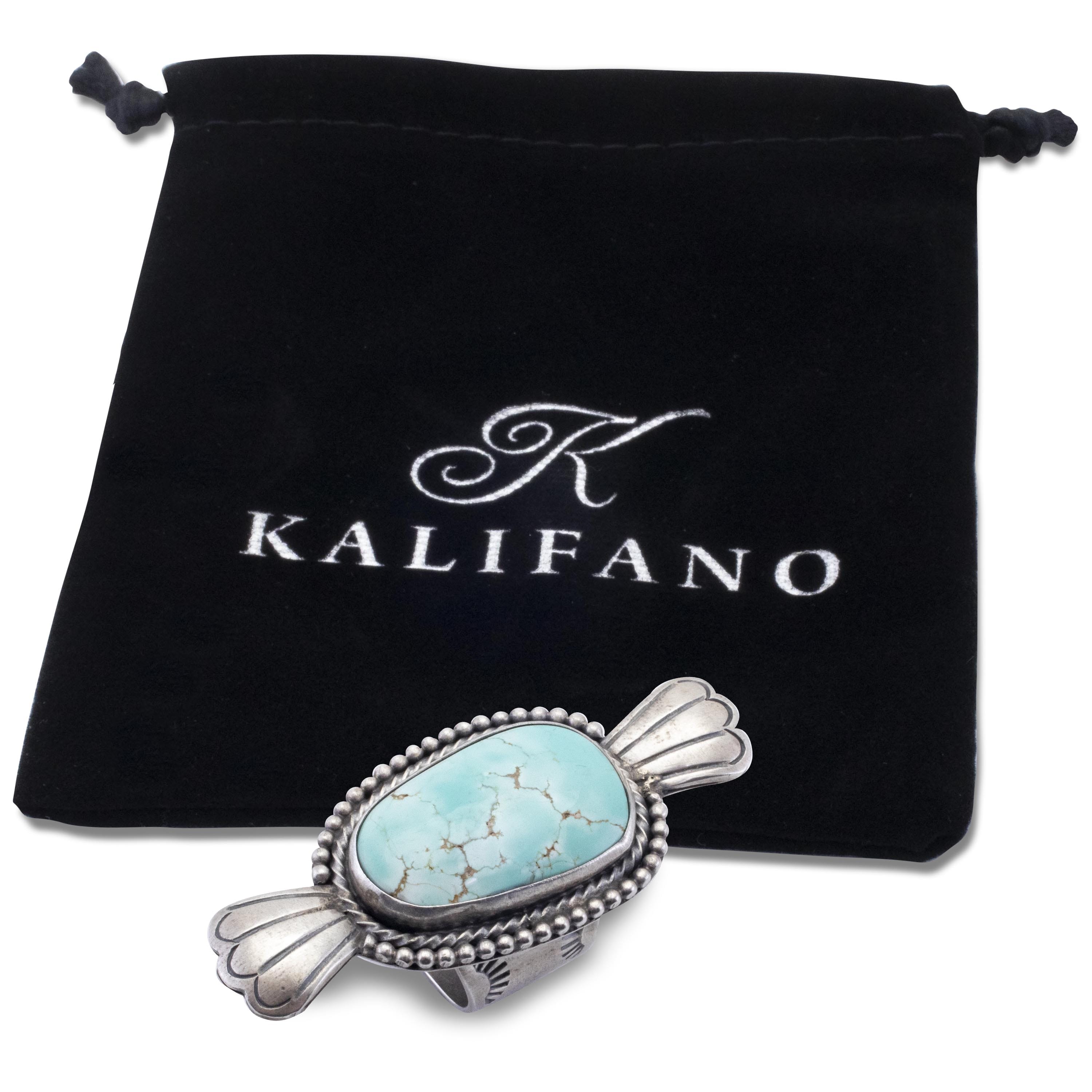 Kalifano Native American Jewelry 7 Marvin McReeves Navajo Carico Lake Turquoise USA Native American Made 925 Sterling Silver Ring NAR1500.020.7