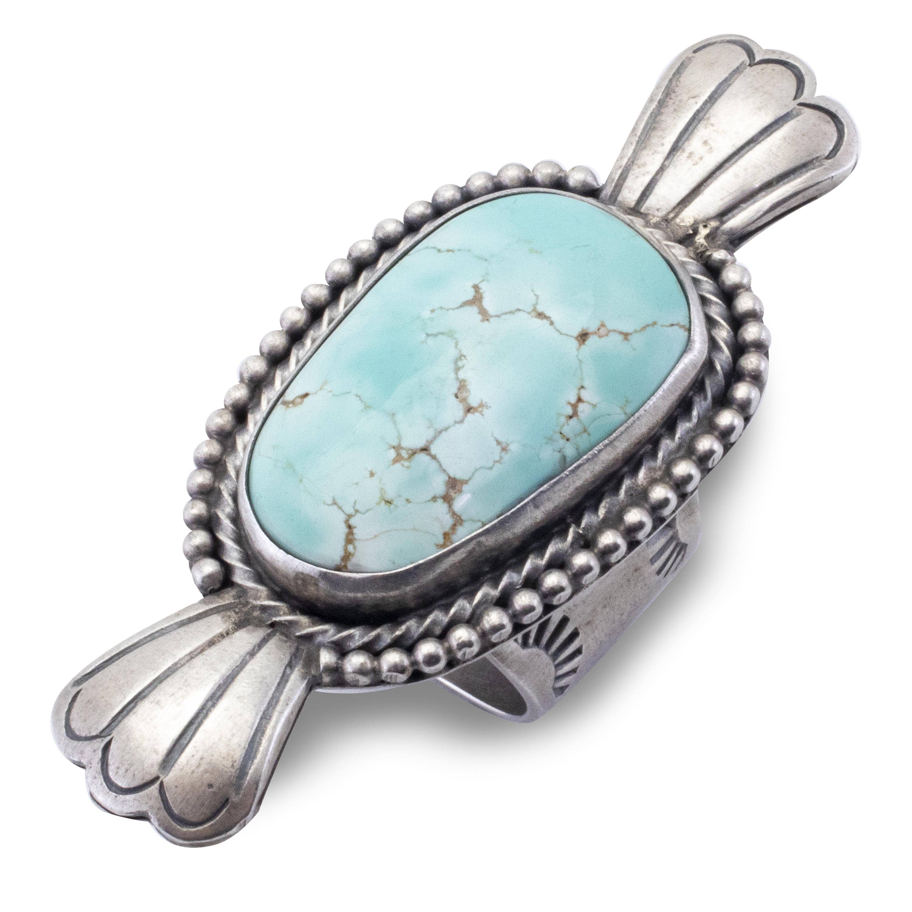 Kalifano Native American Jewelry 7 Marvin McReeves Navajo Carico Lake Turquoise USA Native American Made 925 Sterling Silver Ring NAR1500.020.7