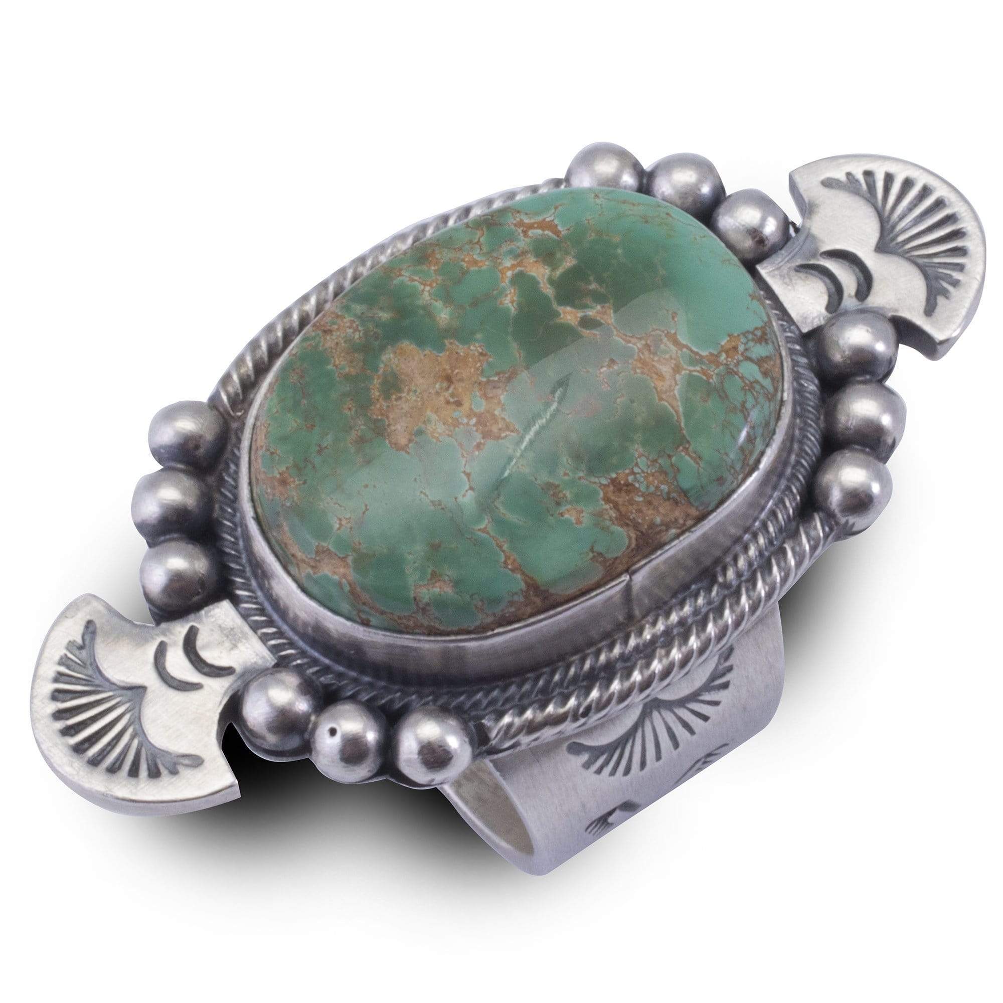 Kalifano Native American Jewelry 7 Paul Livingston Royston Turquoise USA Native American Made 925 Sterling Silver Ring NAR1400.004.7