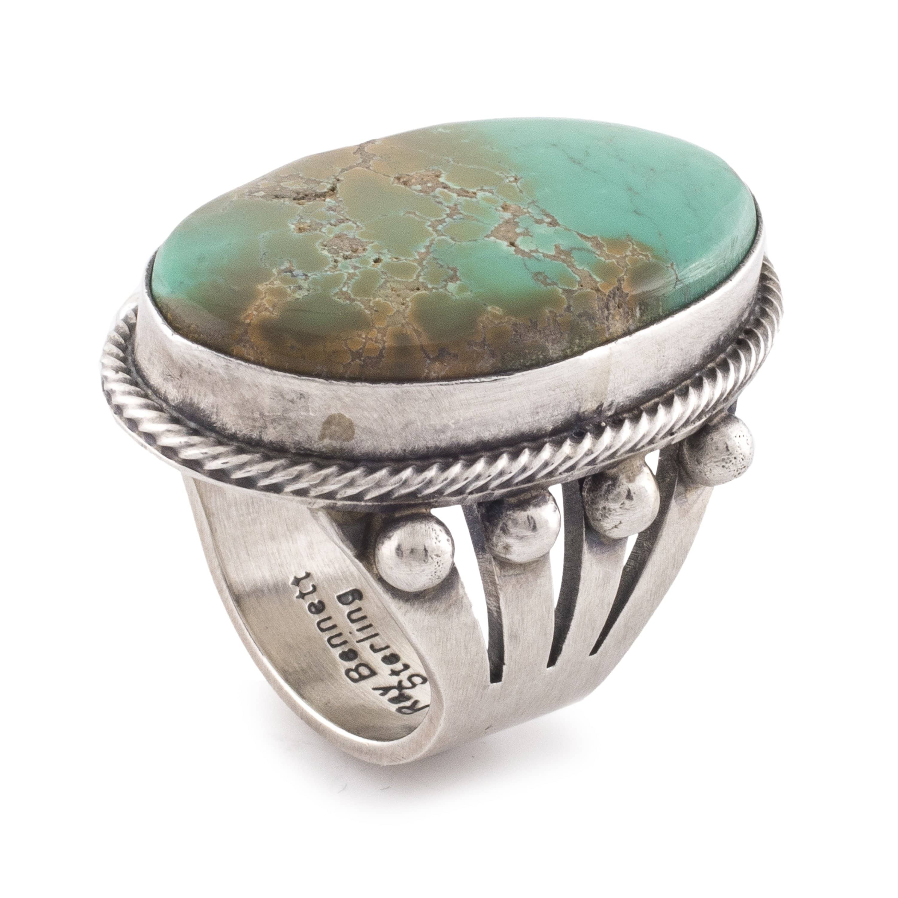 Kalifano Native American Jewelry 7 Ray Bennett Carico Lake Turquoise USA Native American Made 925 Sterling Silver Ring NAR900.014.65