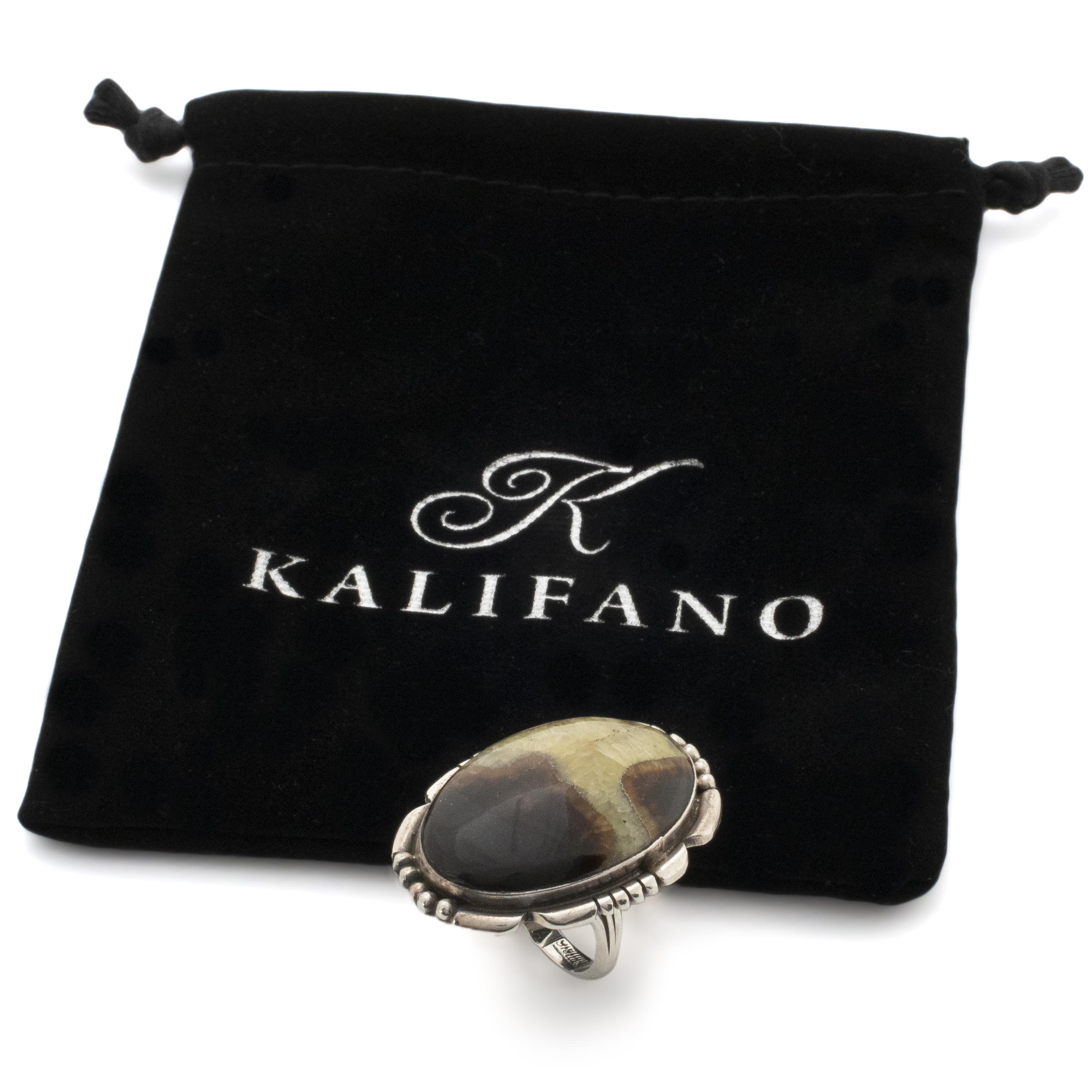 Kalifano Native American Jewelry 7 Septarian USA Native American Made 925 Sterling Silver Ring NAR600.044.7