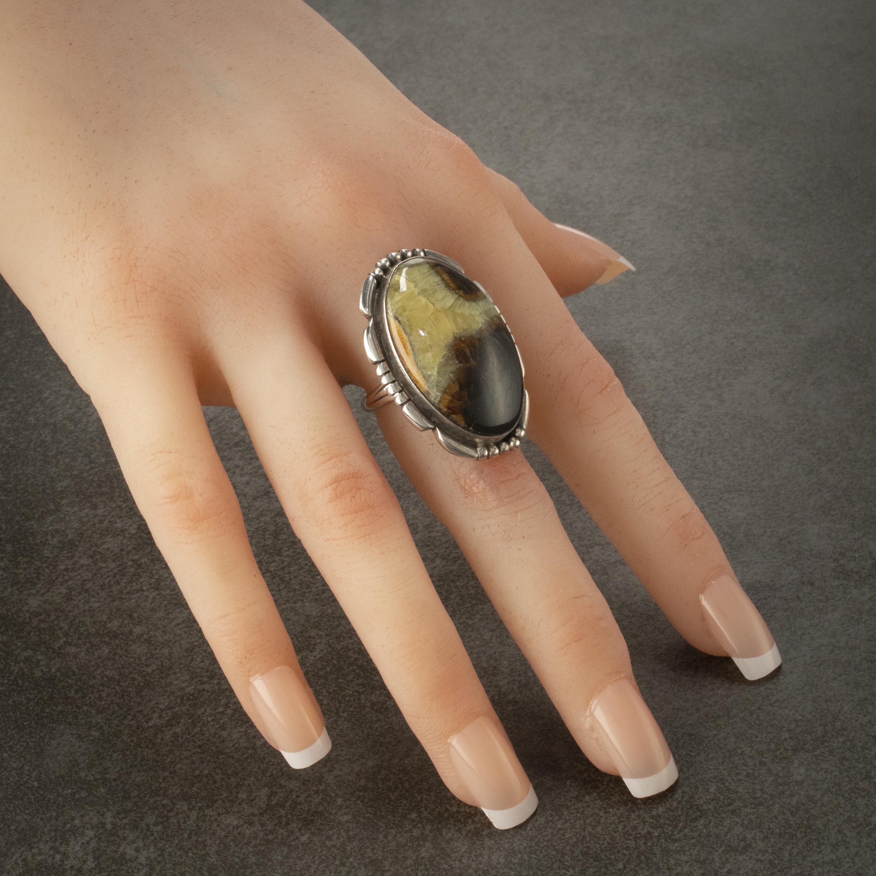 Kalifano Native American Jewelry 7 Septarian USA Native American Made 925 Sterling Silver Ring NAR600.044.7