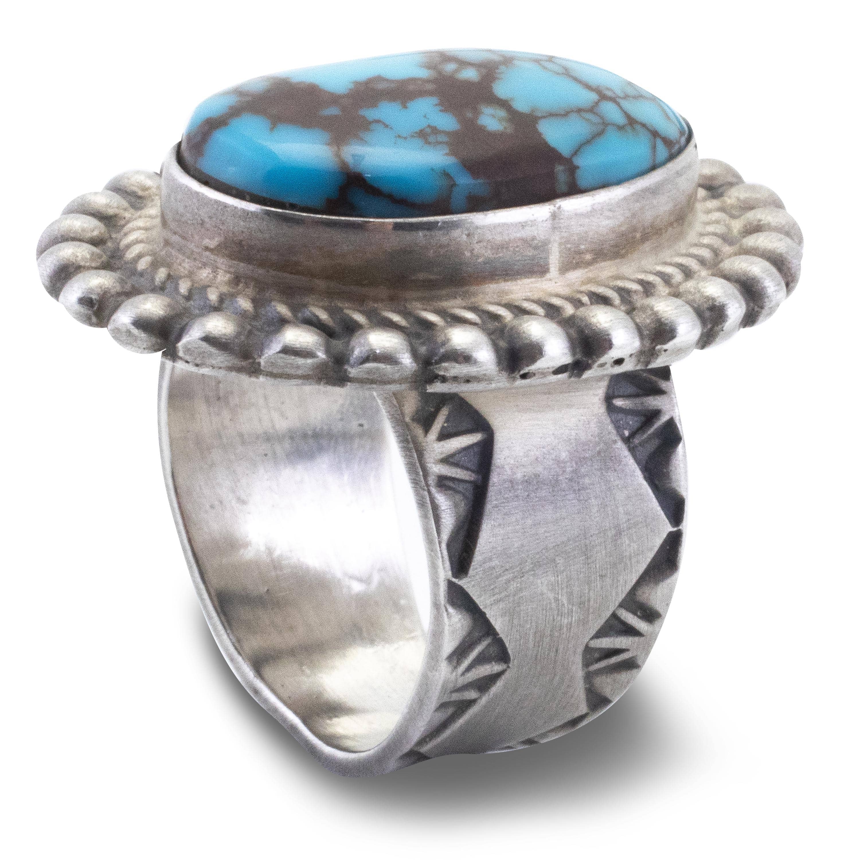 Kalifano Native American Jewelry 8.5 Eddie Secatero Navajo Prince Turquoise USA Native American Made 925 Sterling Silver Ring NAR800.036.85