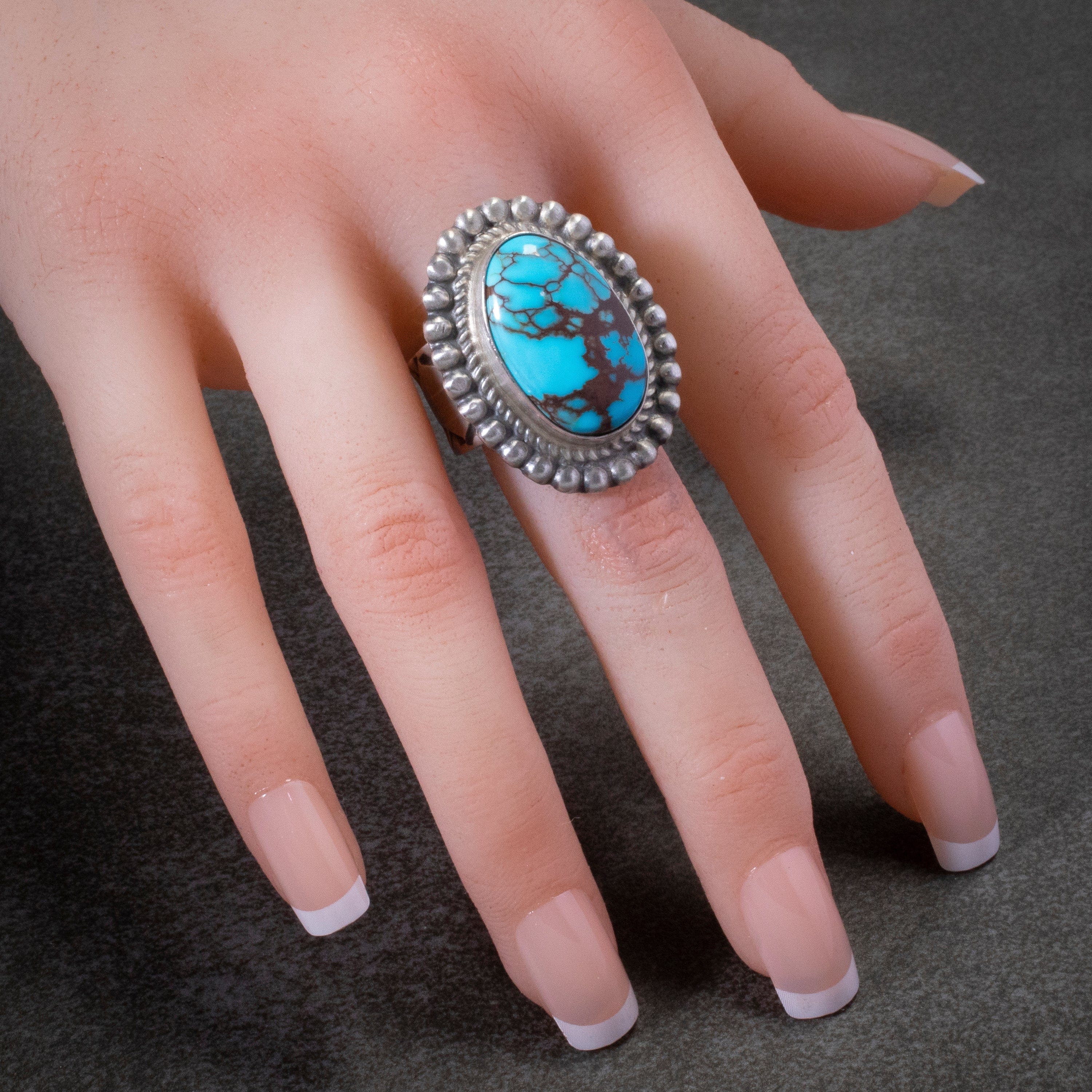 Kalifano Native American Jewelry 8.5 Eddie Secatero Navajo Prince Turquoise USA Native American Made 925 Sterling Silver Ring NAR800.036.85