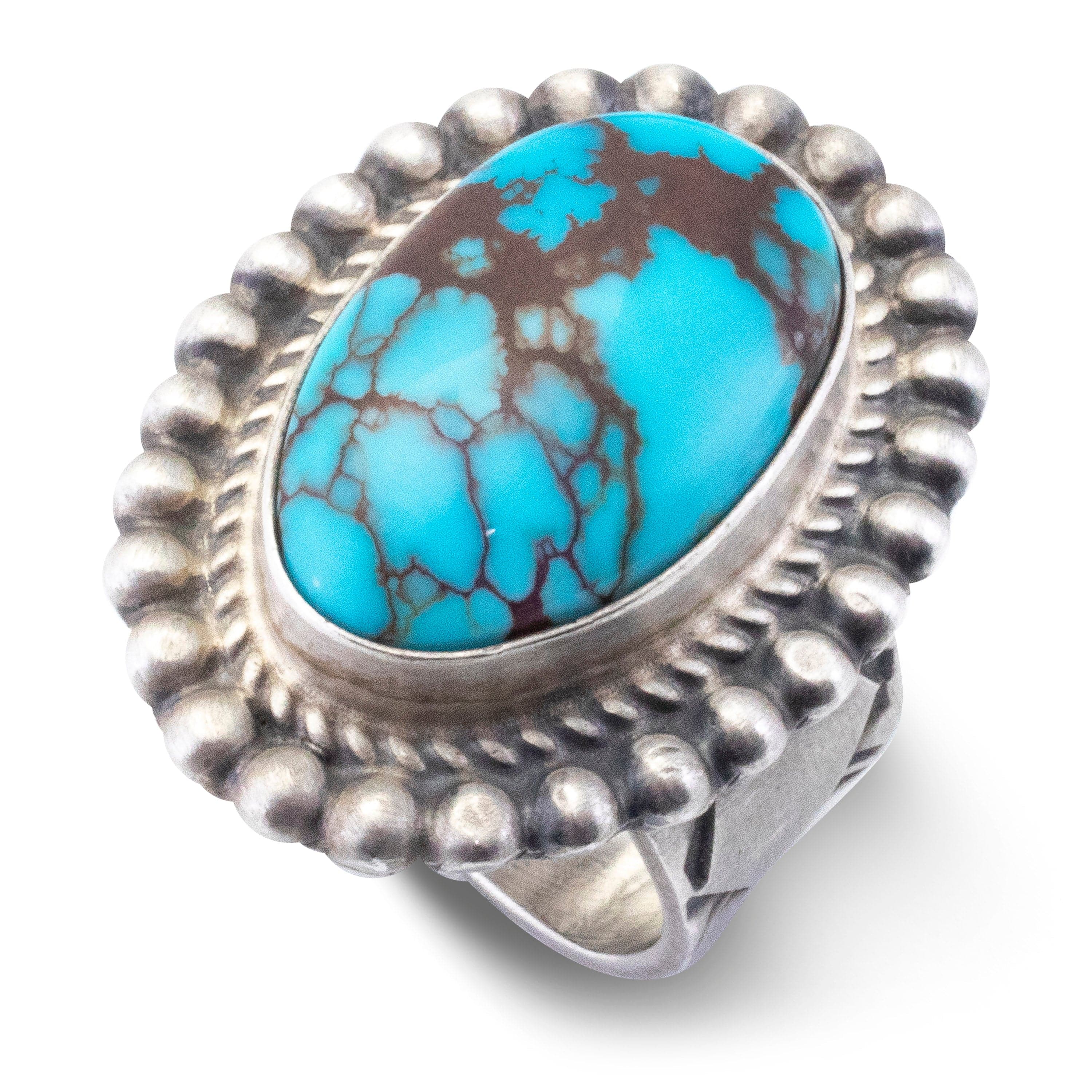 Kalifano Native American Jewelry 8.5 Eddie Secatero Navajo Prince Turquoise USA Native American Made 925 Sterling Silver Ring NAR800.036.85