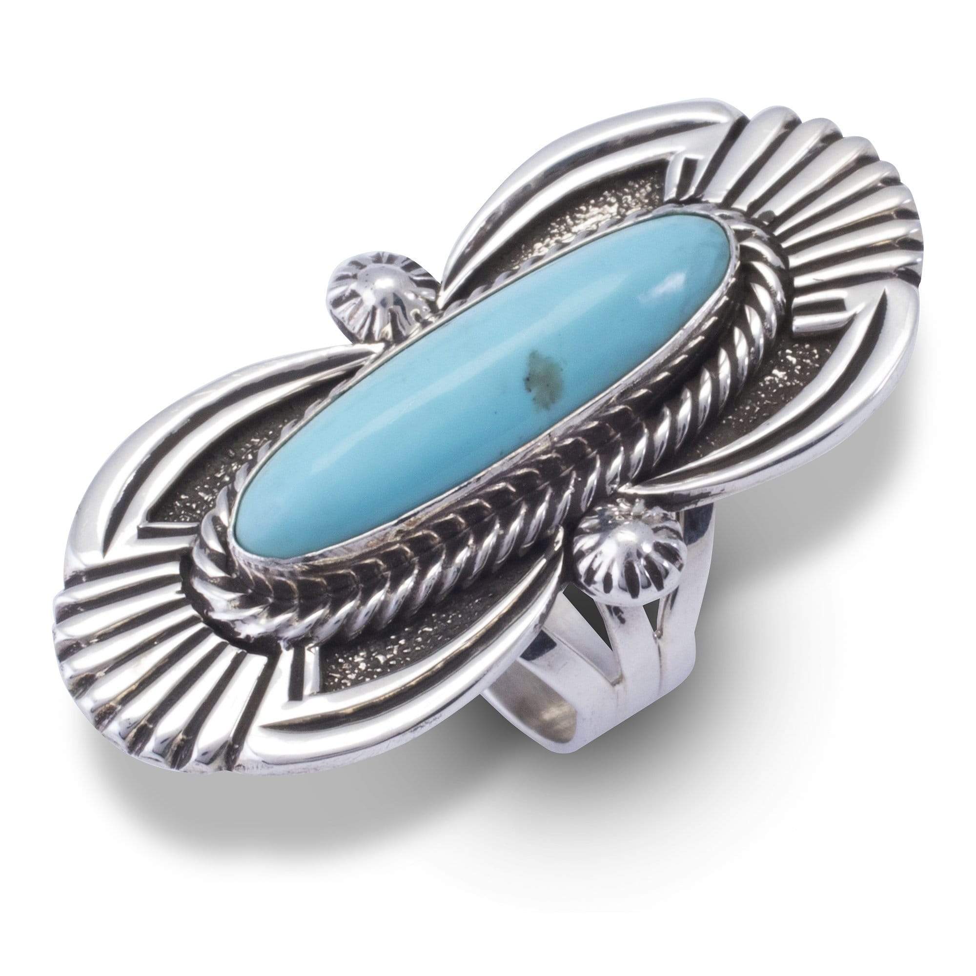 Kalifano Native American Jewelry 8 Campitos Turquoise USA Native American Made 925 Sterling Silver Ring NAR600.012.8