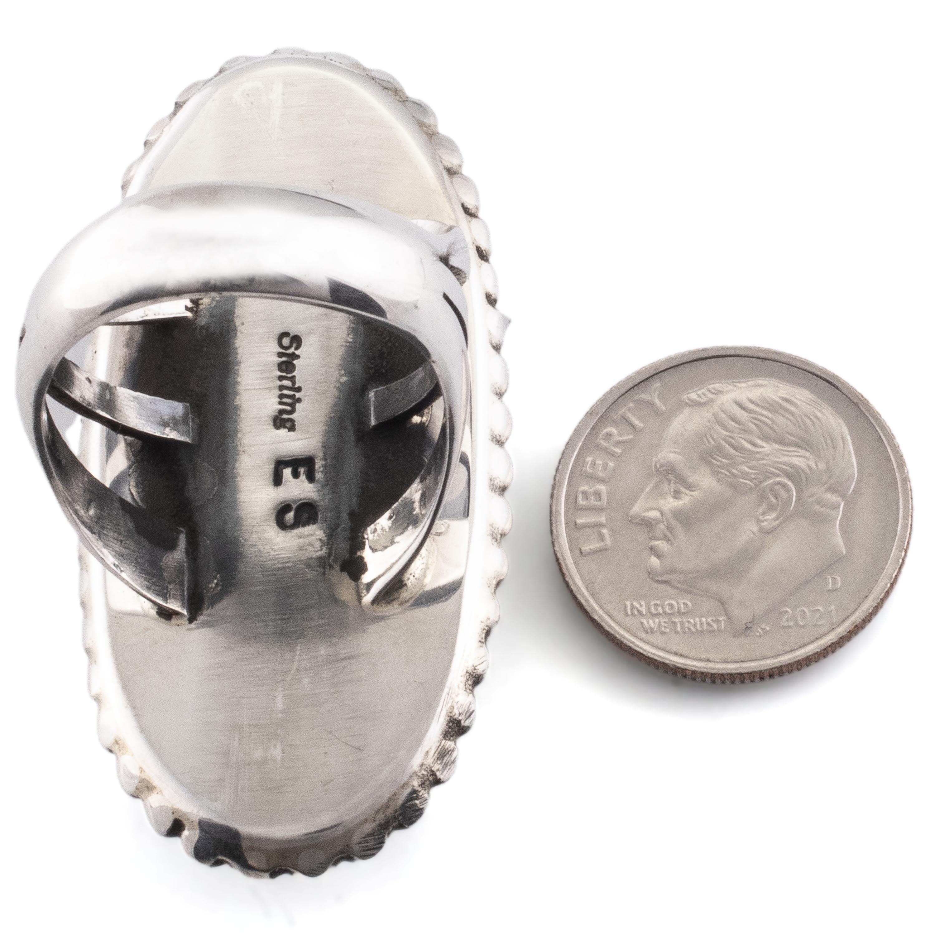 Kalifano Native American Jewelry 8 Eddie Secatero Navajo White Buffalo Turquoise USA Native American Made 925 Sterling Silver Ring NAR900.025.8