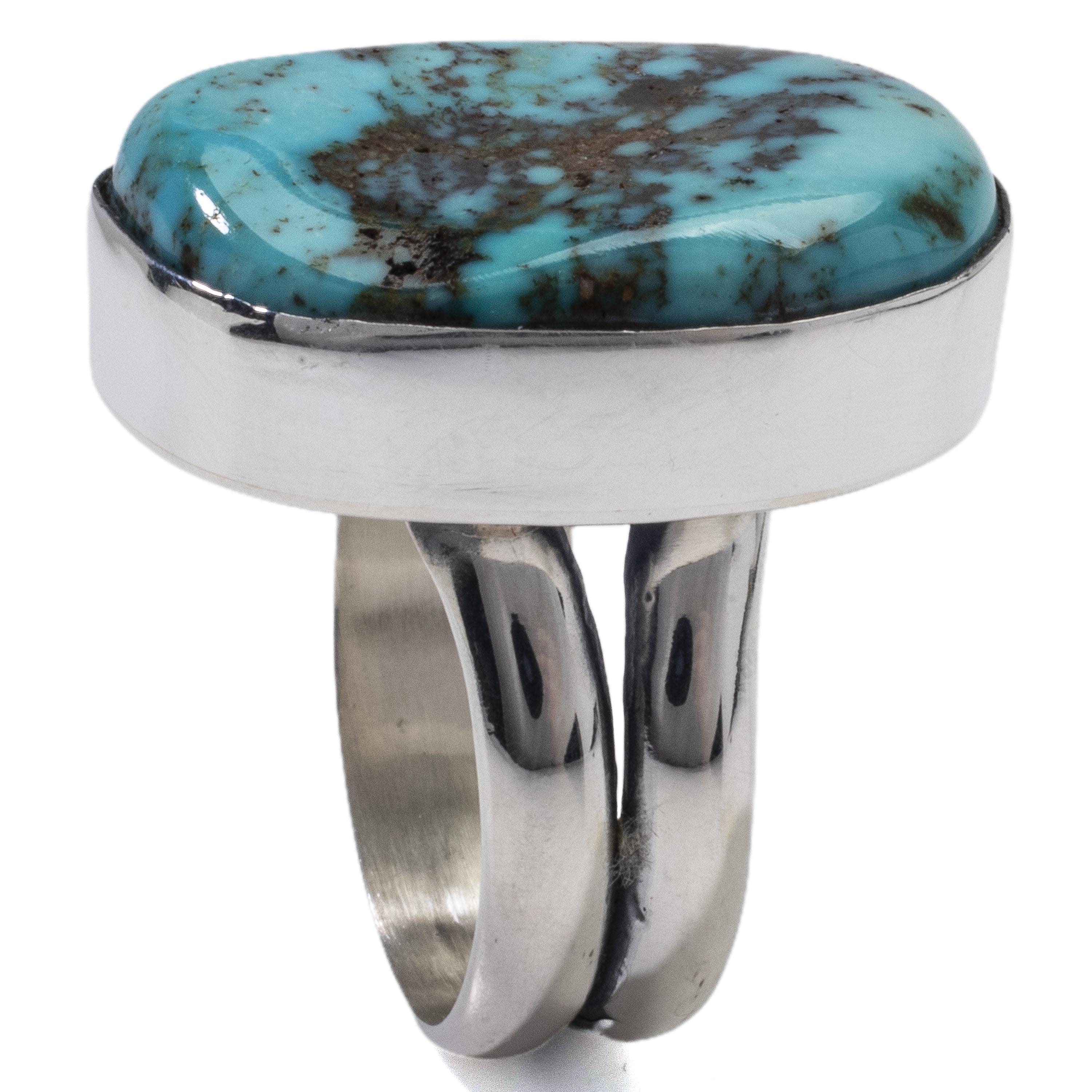 Kalifano Native American Jewelry 8 King Manassa Turquoise USA Handmade 925 Sterling Silver Ring NAR500.043.8