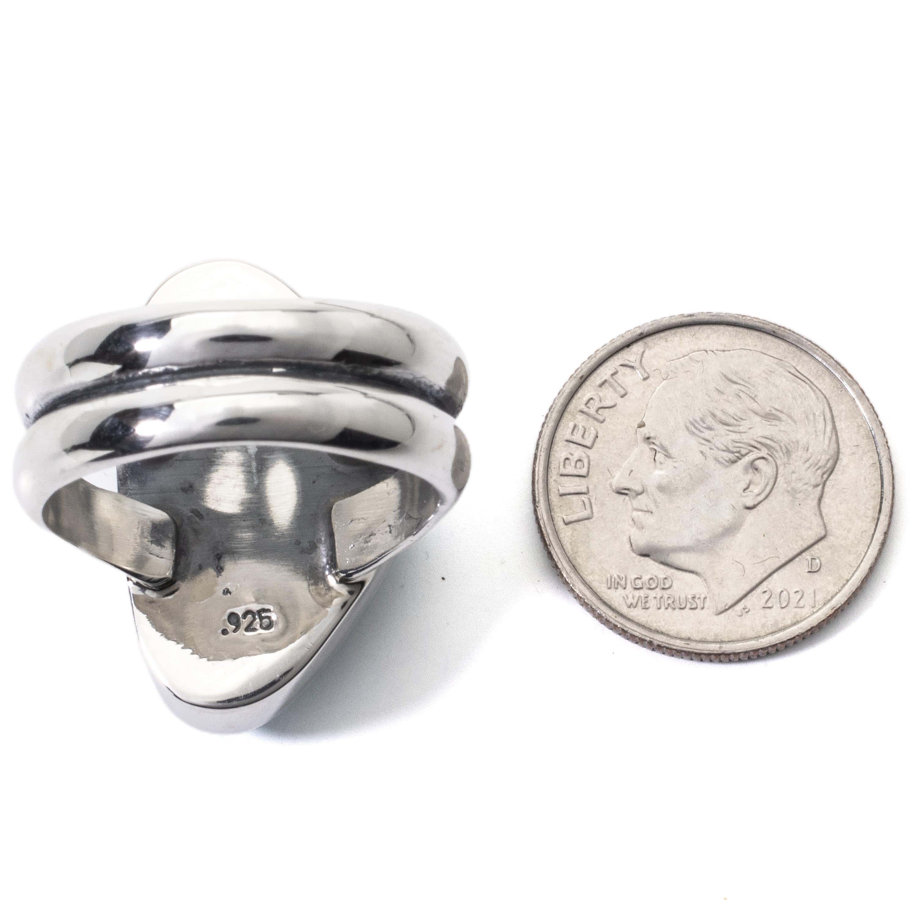 Kalifano Native American Jewelry 8 King Manassa Turquoise USA Handmade 925 Sterling Silver Ring NAR500.048.8