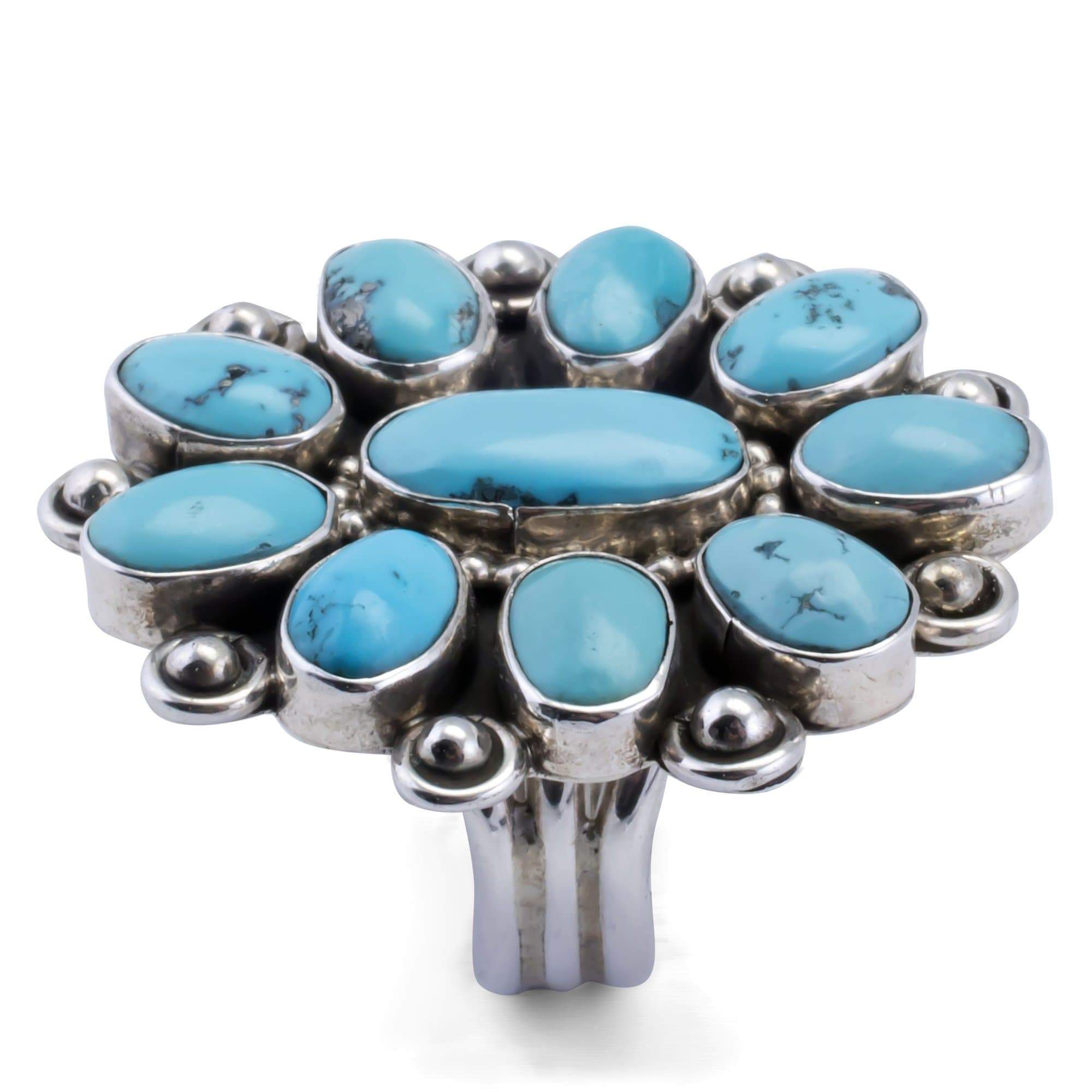 Kalifano Native American Jewelry 8 Kingman Turquoise Native American Made 925 Sterling Silver Ring NAR800.003.8