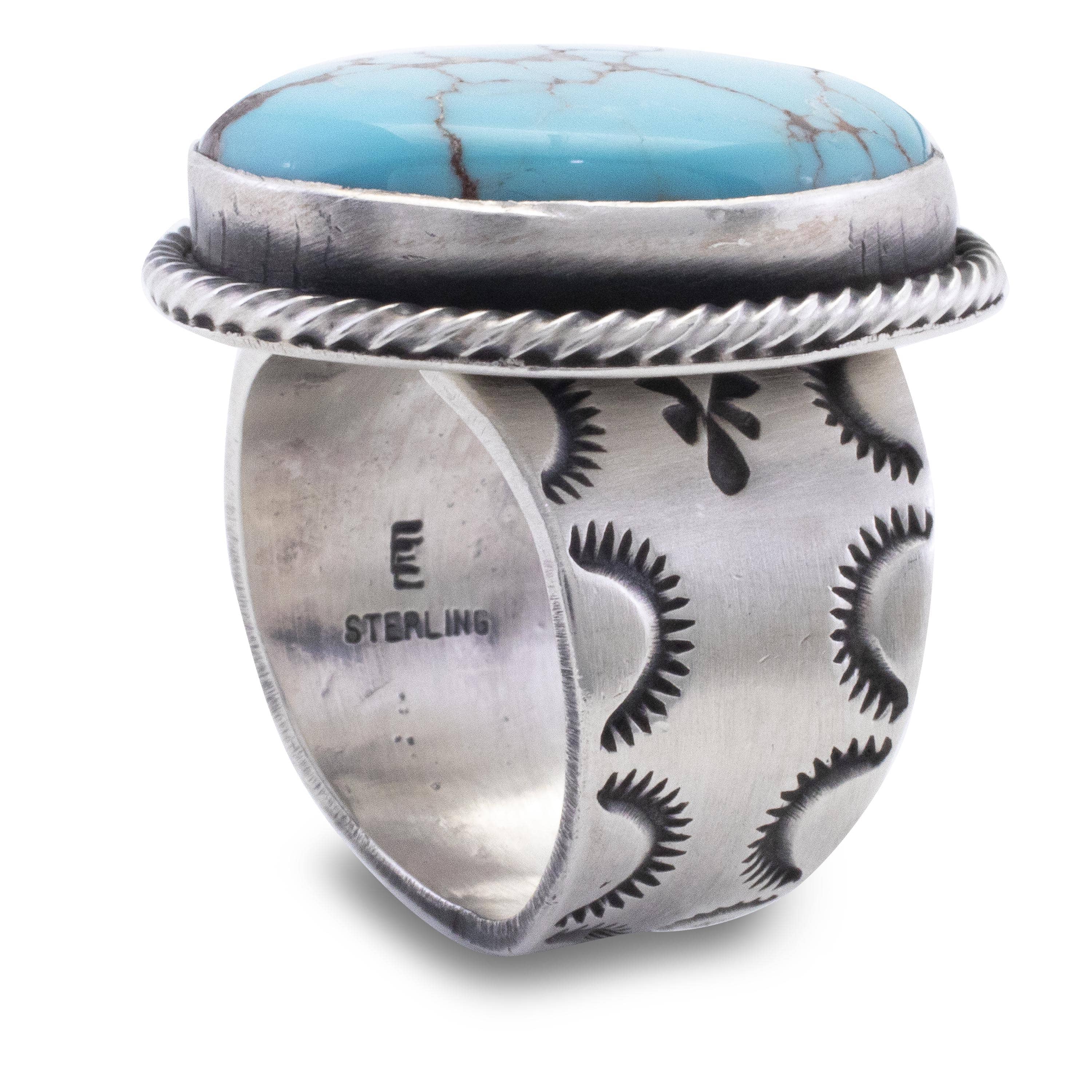 Kalifano Native American Jewelry 8 Prince Turquoise USA Native American Made 925 Sterling Silver Ring NAR1200.048.9