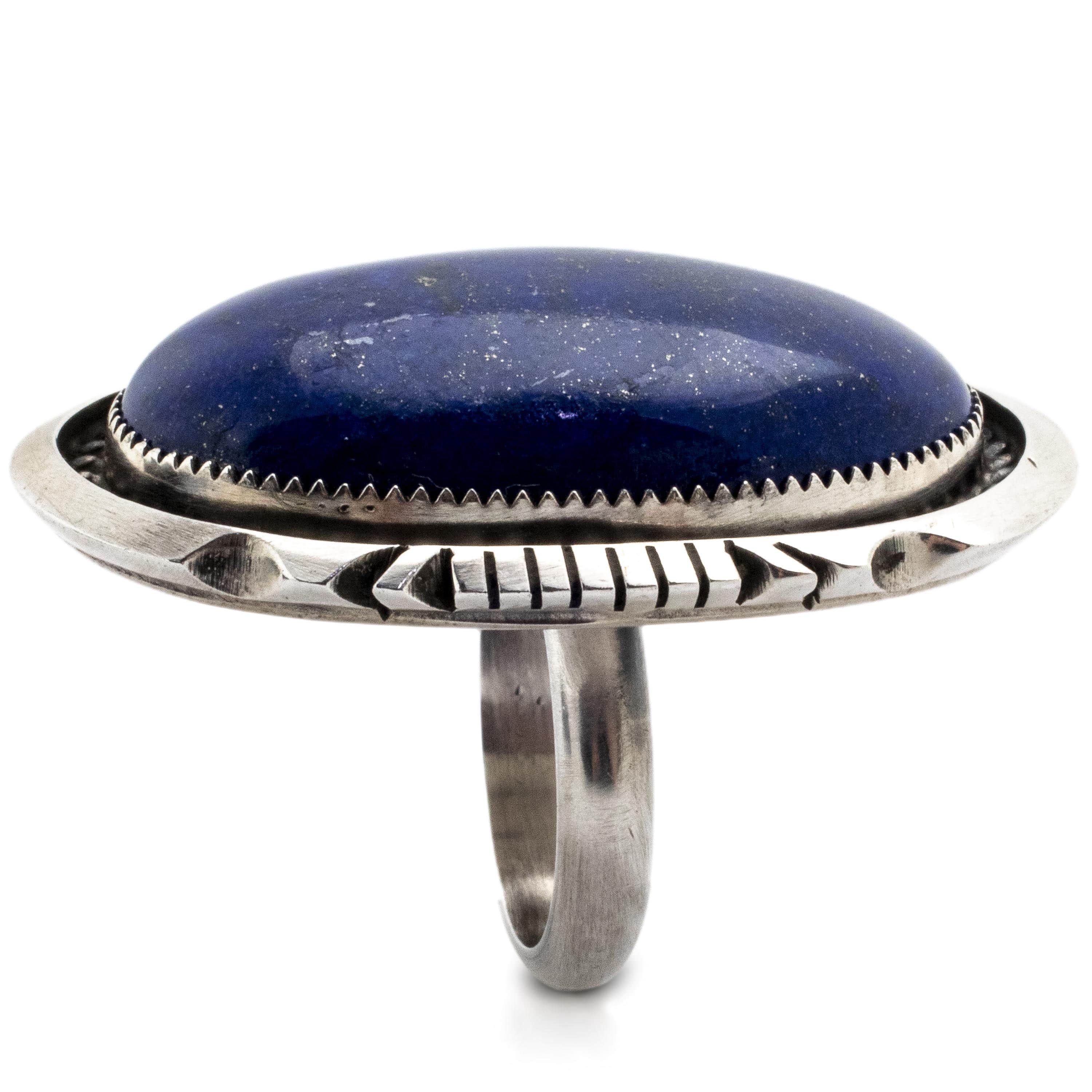 Kalifano Native American Jewelry 8 Robert Shakey Lapis USA Native American Made 925 Sterling Silver Ring NAR1800.003.8