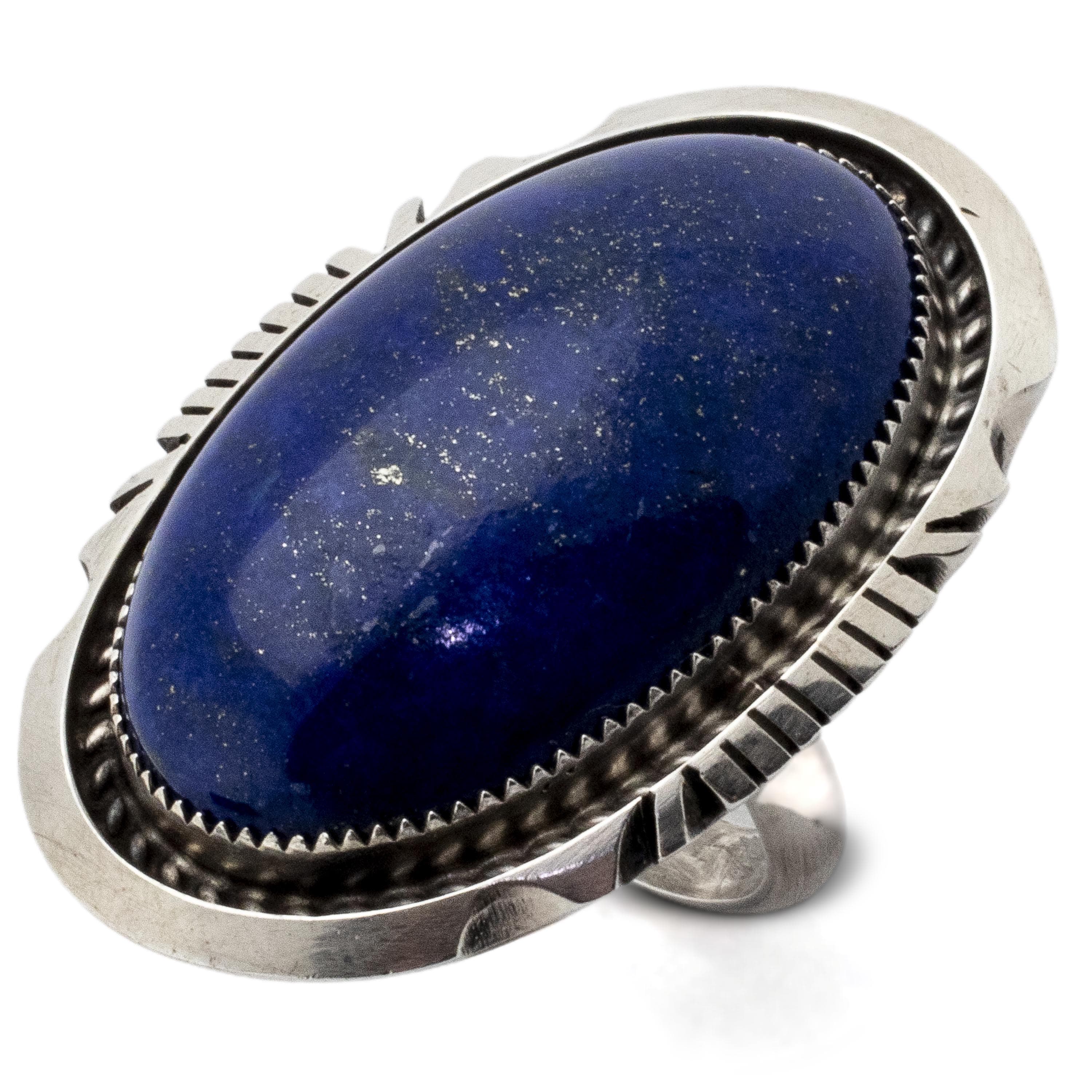 Kalifano Native American Jewelry 8 Robert Shakey Lapis USA Native American Made 925 Sterling Silver Ring NAR1800.003.8