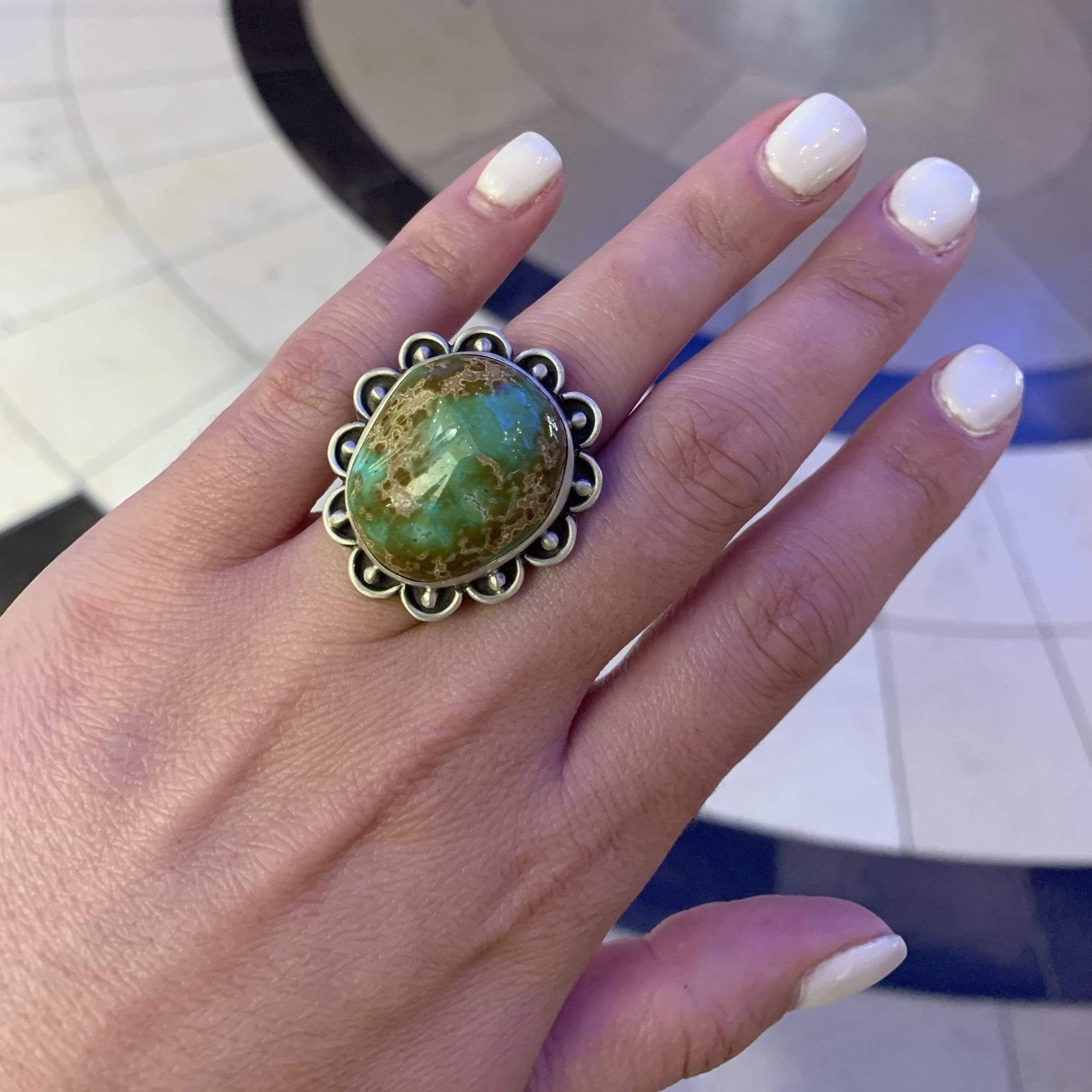 Kalifano Native American Jewelry 8 Royston Turquoise USA Native American Made 925 Sterling Silver Ring NAR1200.006.8