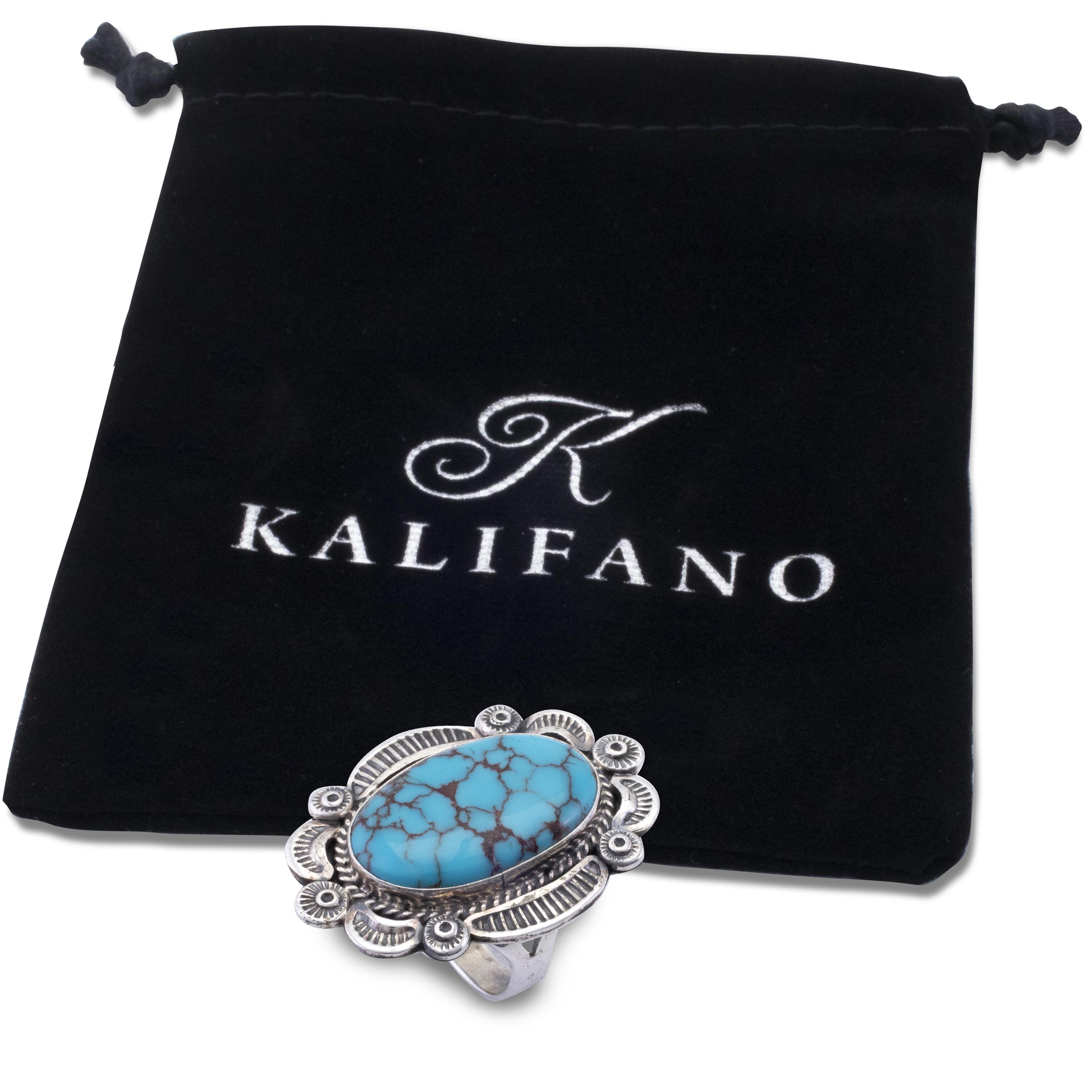 Kalifano Native American Jewelry 9.5 Ella M. Linkin Navajo Prince Turquoise USA Native American Made 925 Sterling Silver Ring NAR1200.039.95