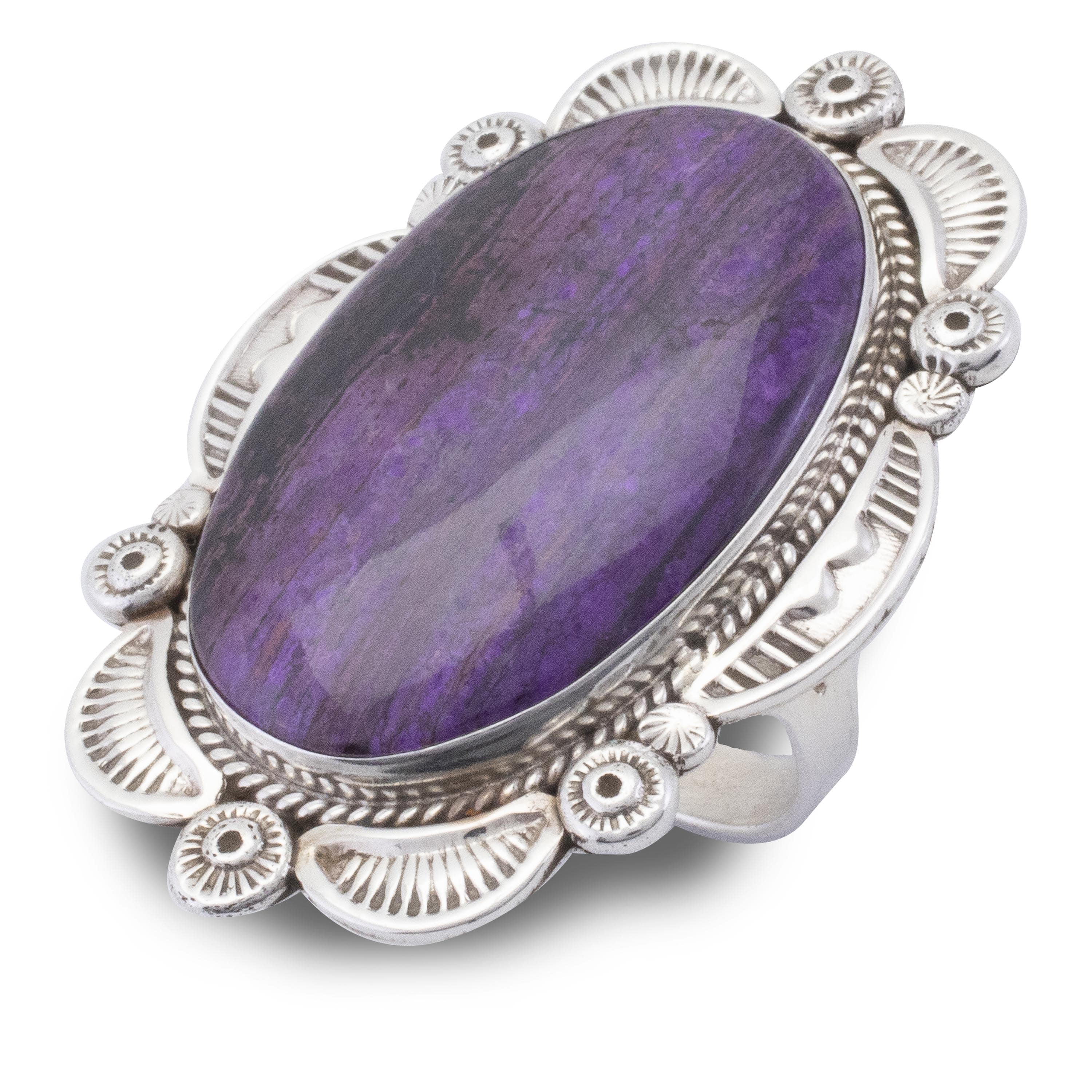 Kalifano Native American Jewelry 9.5 Ella M. Linkin Sugilite USA Native American Made 925 Sterling Silver Ring NAR1300.005.95