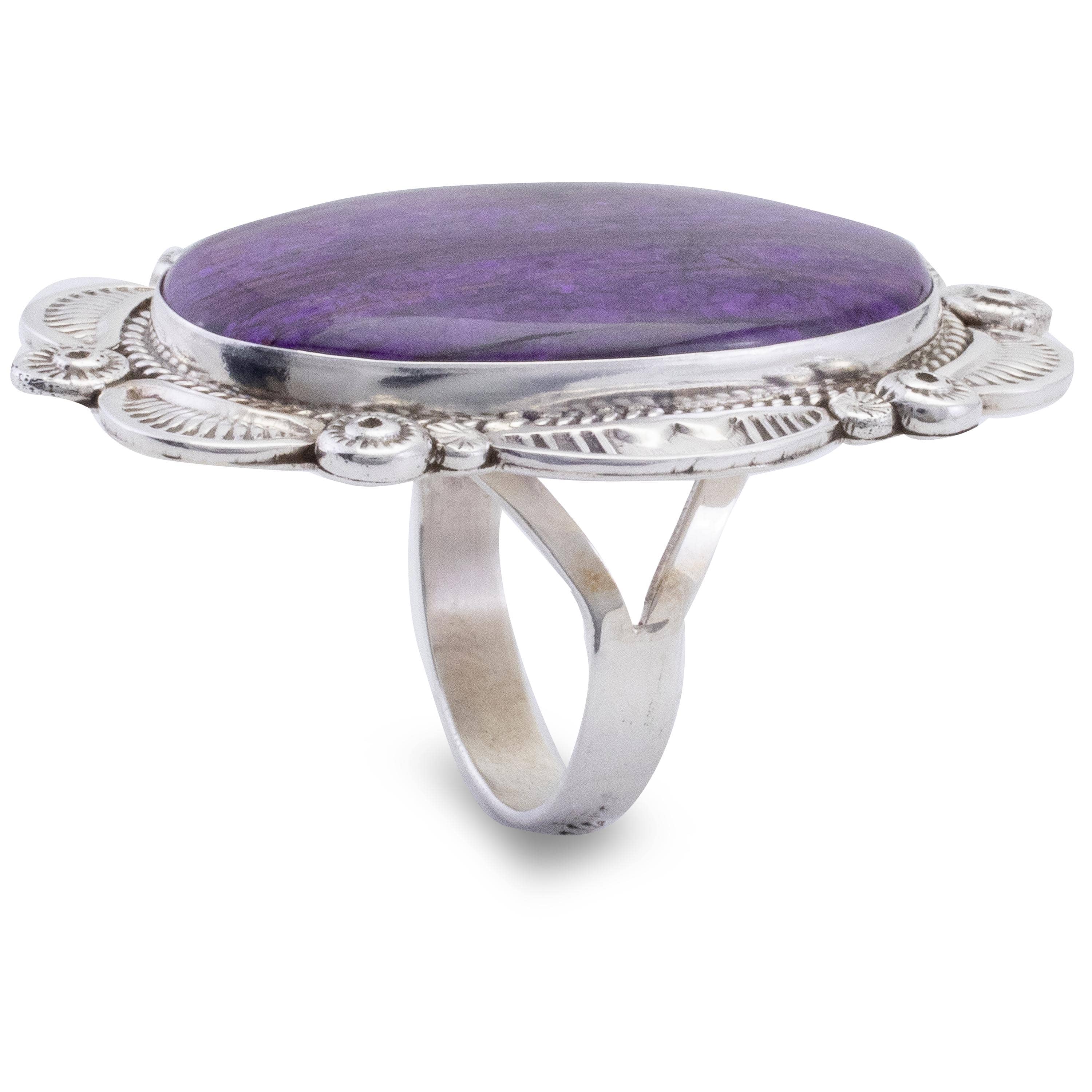 Kalifano Native American Jewelry 9.5 Ella M. Linkin Sugilite USA Native American Made 925 Sterling Silver Ring NAR1300.005.95