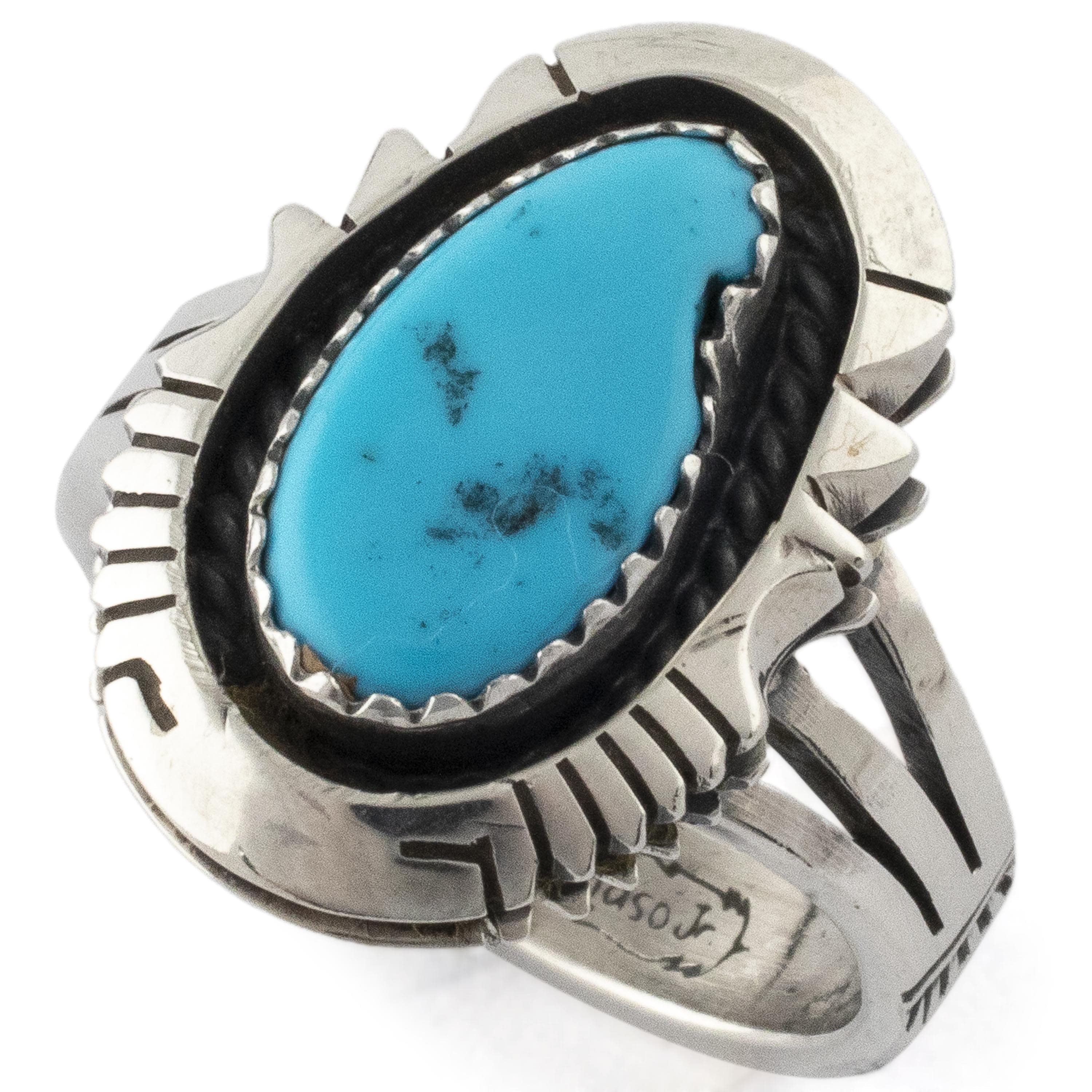 Kalifano Native American Jewelry 9.5 Joe Piaso Jr. Navajo King Manassa Turquoise USA Native American Made 925 Sterling Silver Ring NAR500.057.95