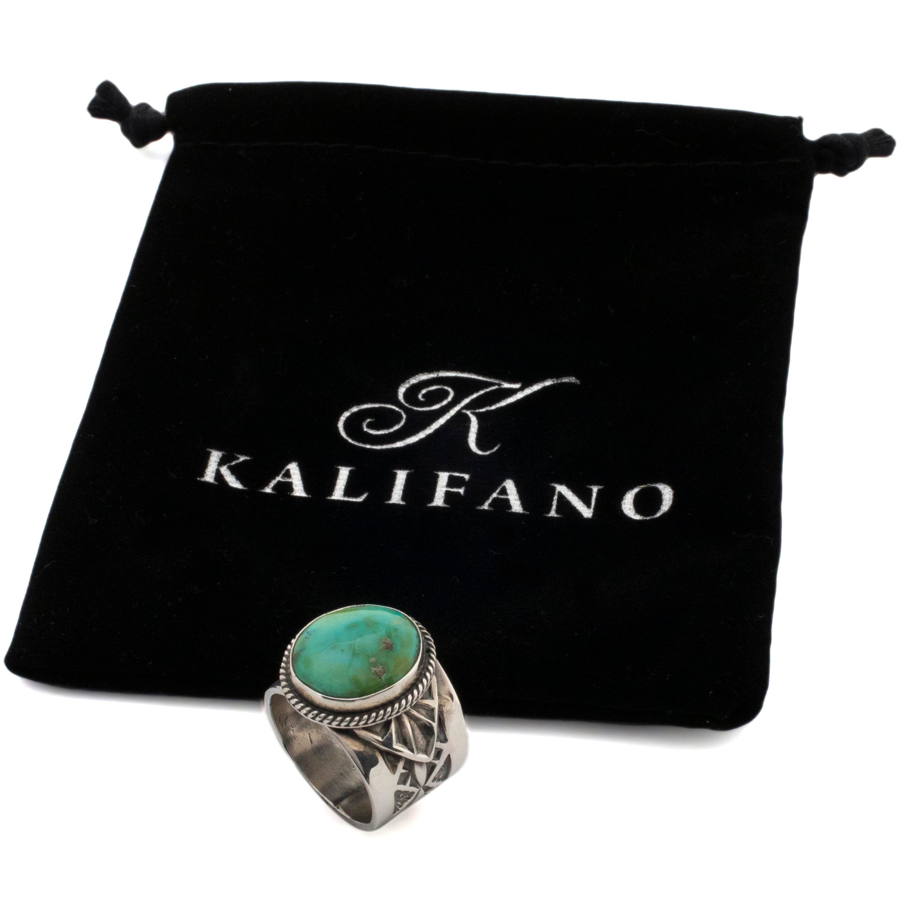 Kalifano Native American Jewelry 9 Daniel Reeves Navajo Sonoran Gold Turquoise  USA Native American Made 925 Sterling Silver Ring NAR1400.024.9