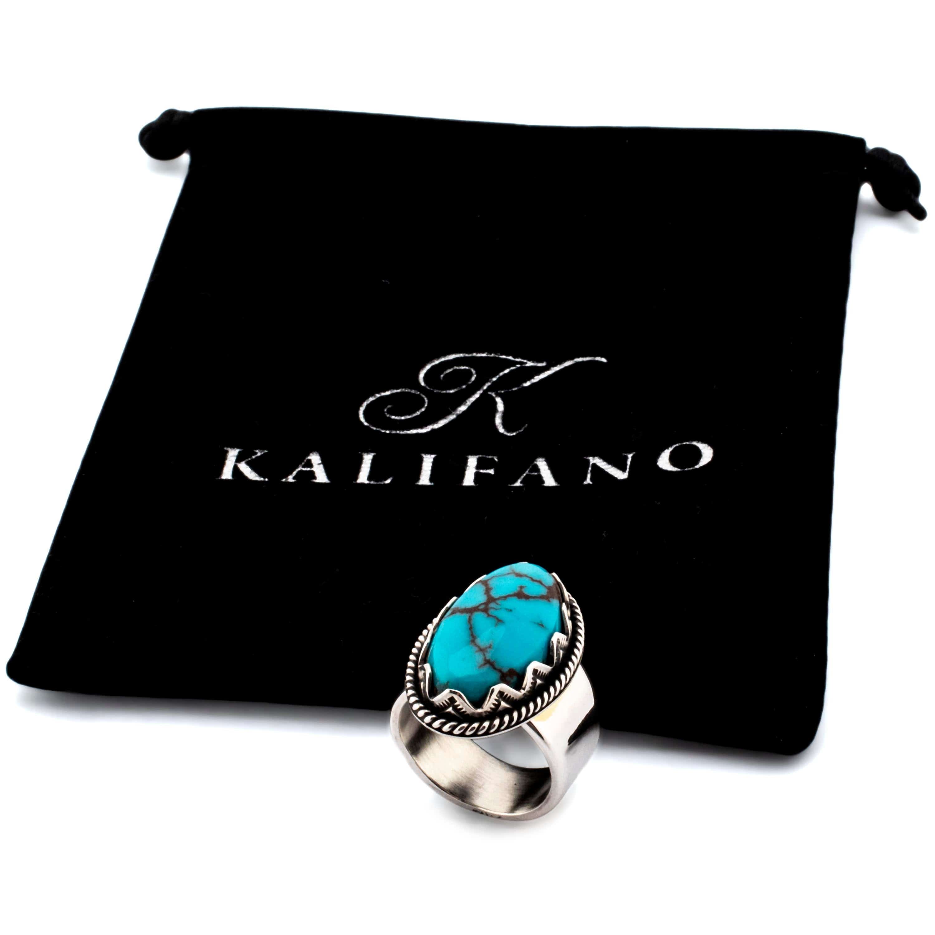 Kalifano Native American Jewelry 9 Elgin Tom Eygptian Turquoise USA Native American Made 925 Sterling Silver Ring NAR1000.009.9