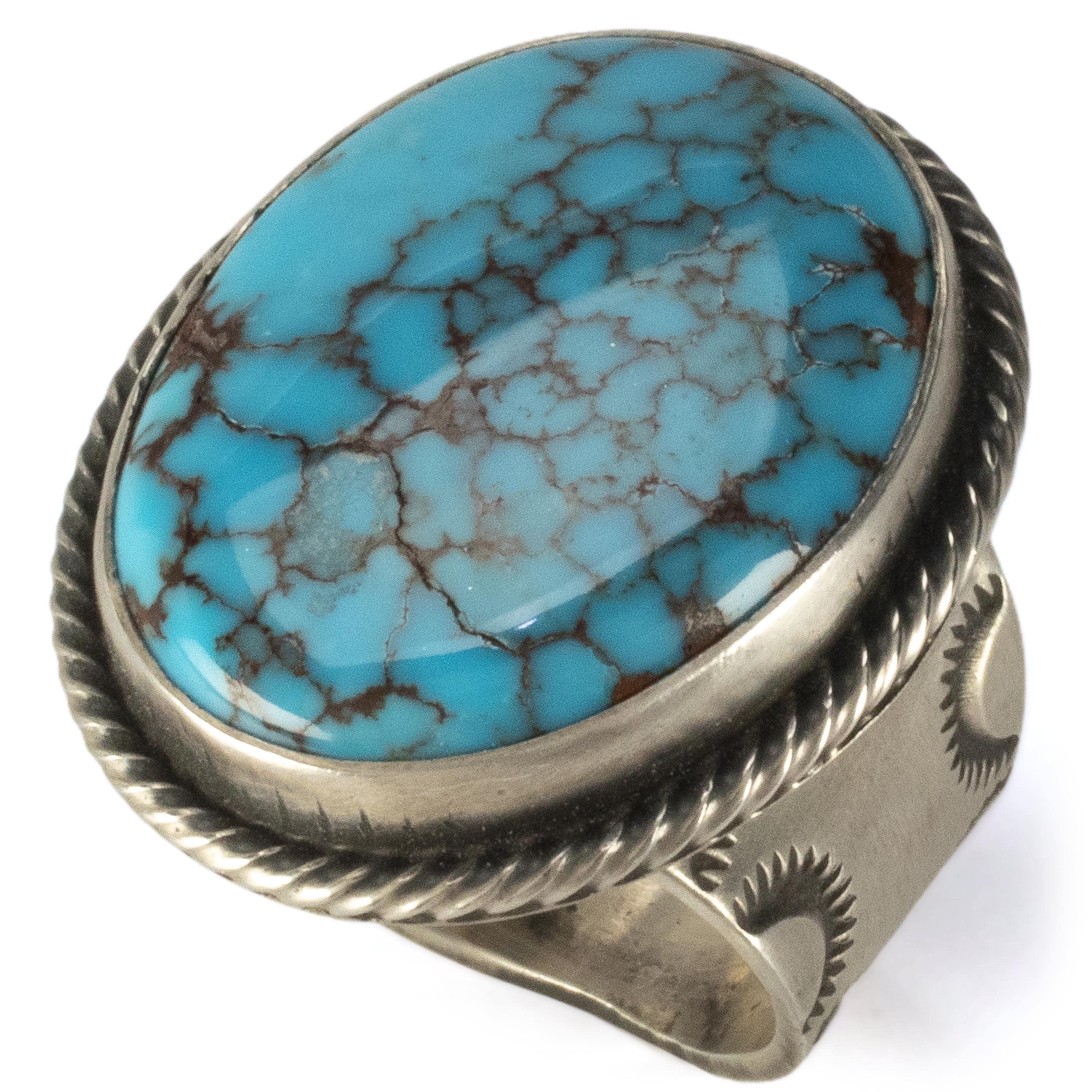 Kalifano Native American Jewelry 9 Randall Enditto Navajo Prince Turquoise USA Native American Made 925 Sterling Silver Ring NAR1400.023.9