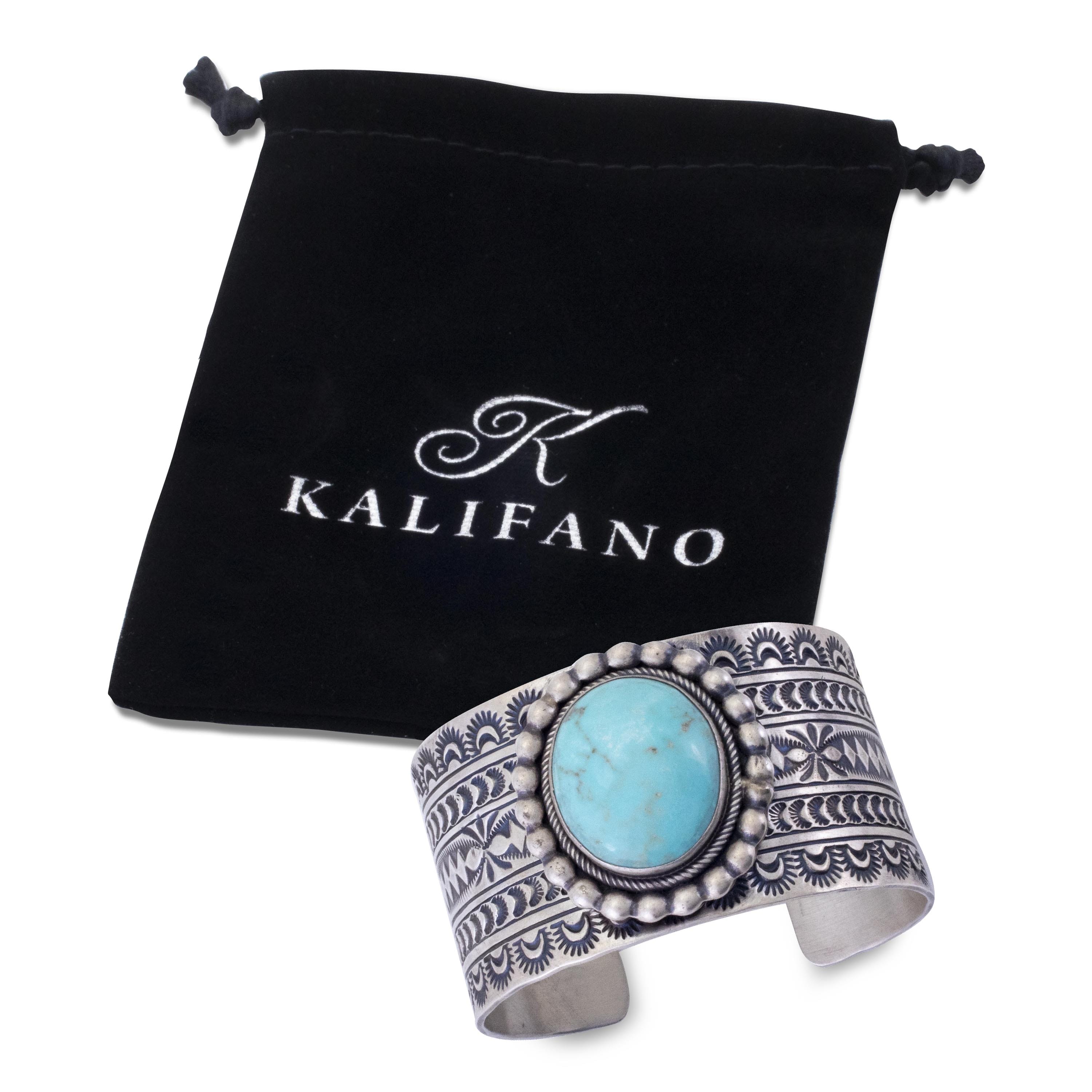 Kalifano Native American Jewelry Bennie Ramone Navajo Royston Turquoise USA Native American Made 925 Sterling Silver Cuff NAB3000.008