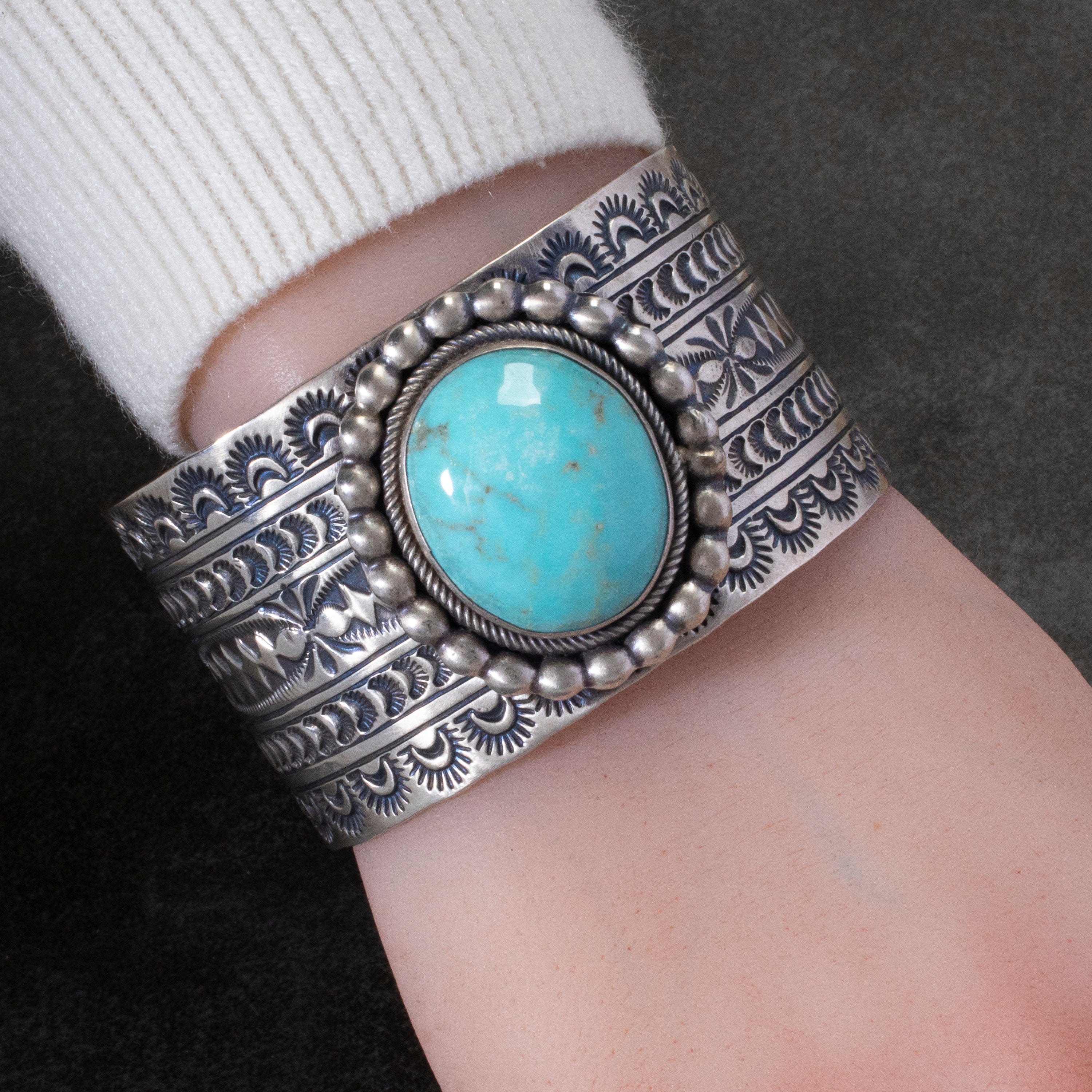 Kalifano Native American Jewelry Bennie Ramone Navajo Royston Turquoise USA Native American Made 925 Sterling Silver Cuff NAB3000.008