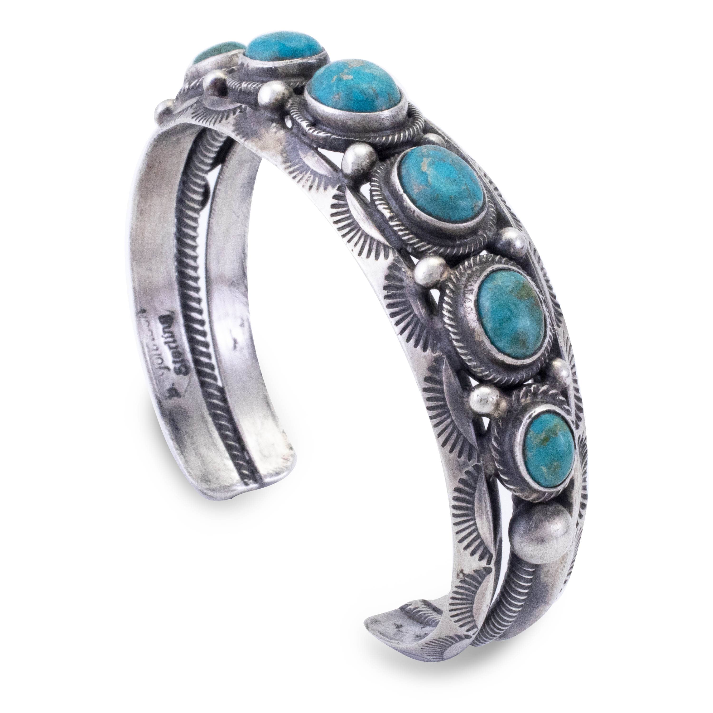 Kalifano Native American Jewelry Bobby Johnson Navajo Fox Turquoise USA Native American Made 925 Sterling Silver Cuff NAB2700.010