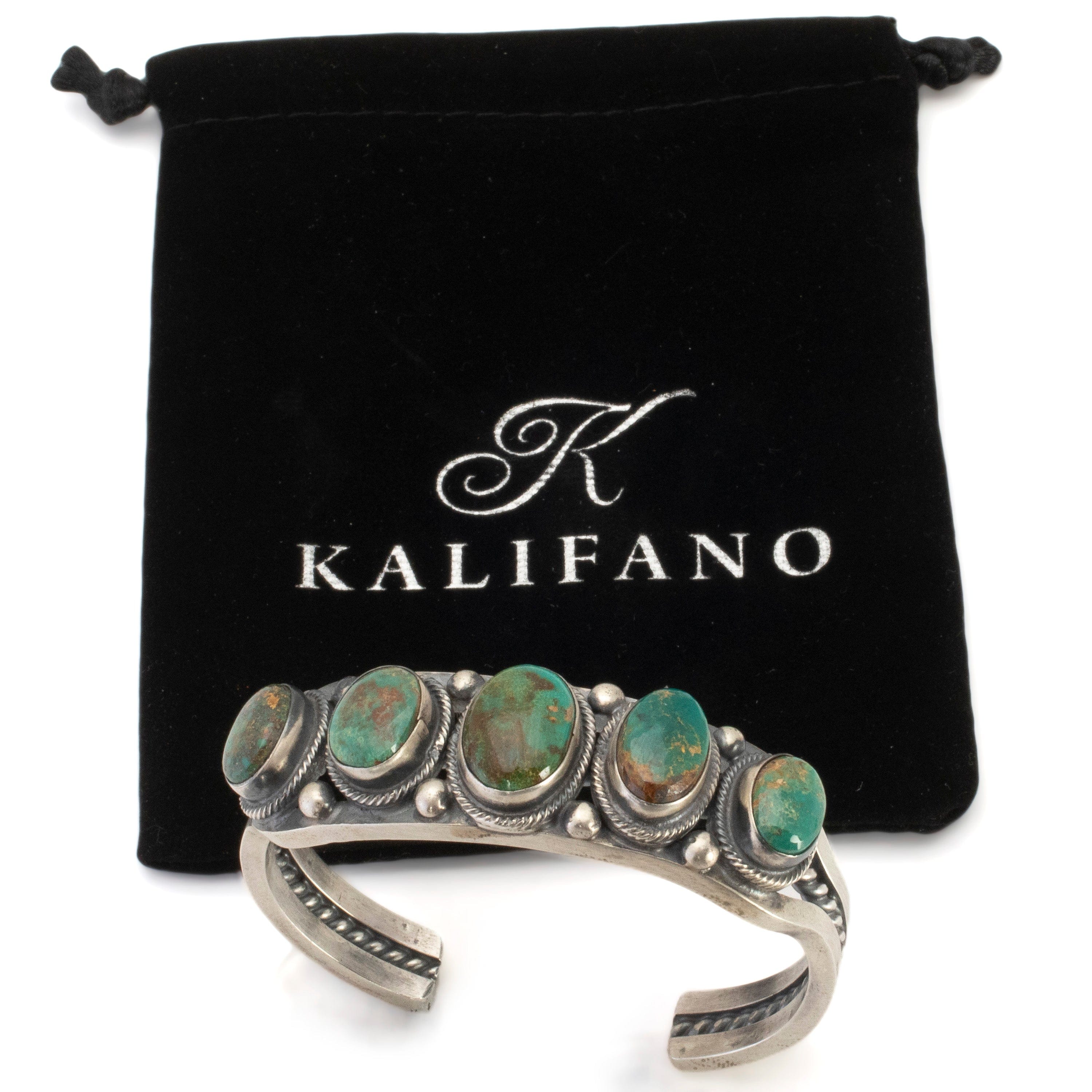 Kalifano Native American Jewelry Bobby Johnson Navajo Royston Turquoise USA Native American Made 925 Sterling Silver Cuff NAB3600.007