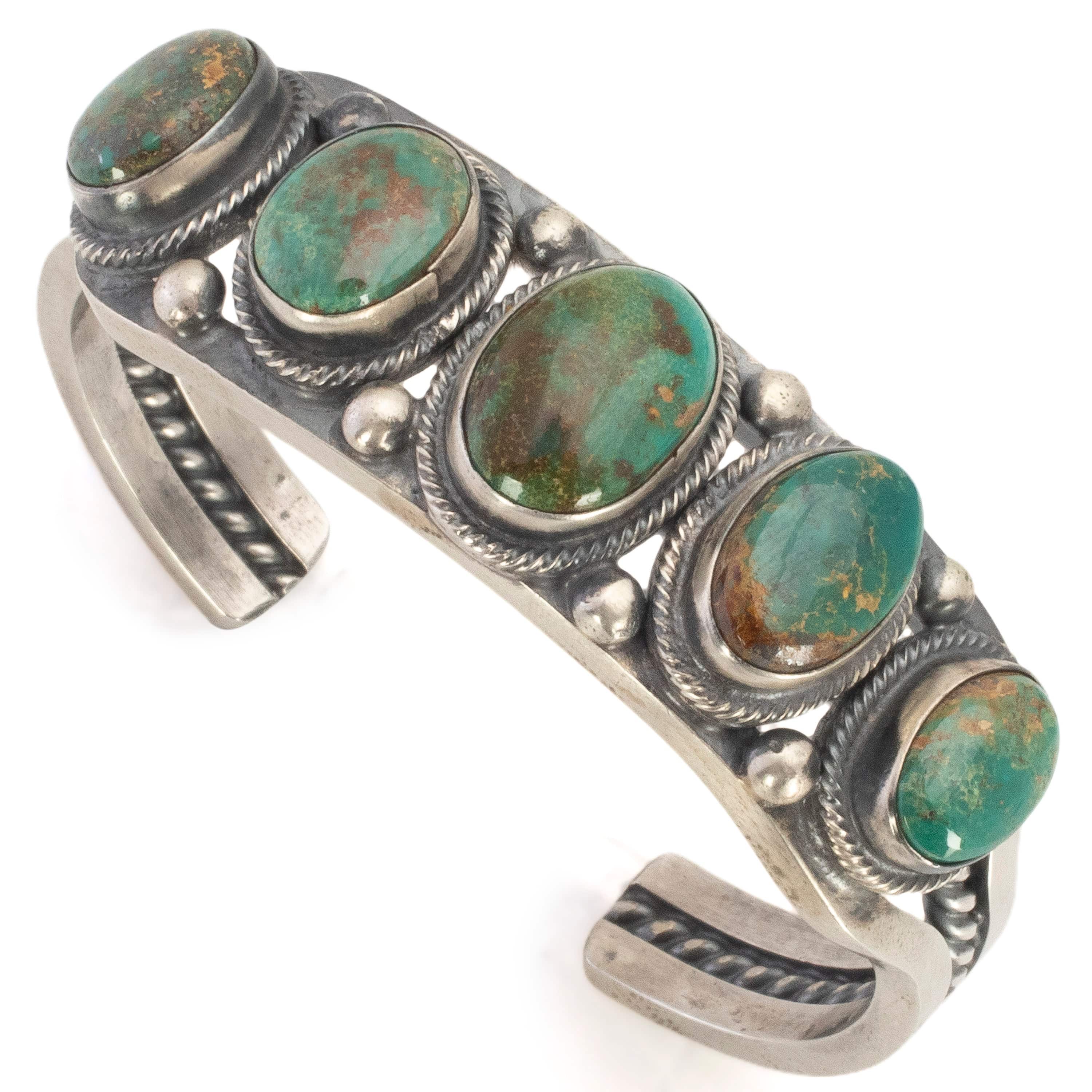 Kalifano Native American Jewelry Bobby Johnson Navajo Royston Turquoise USA Native American Made 925 Sterling Silver Cuff NAB3600.007