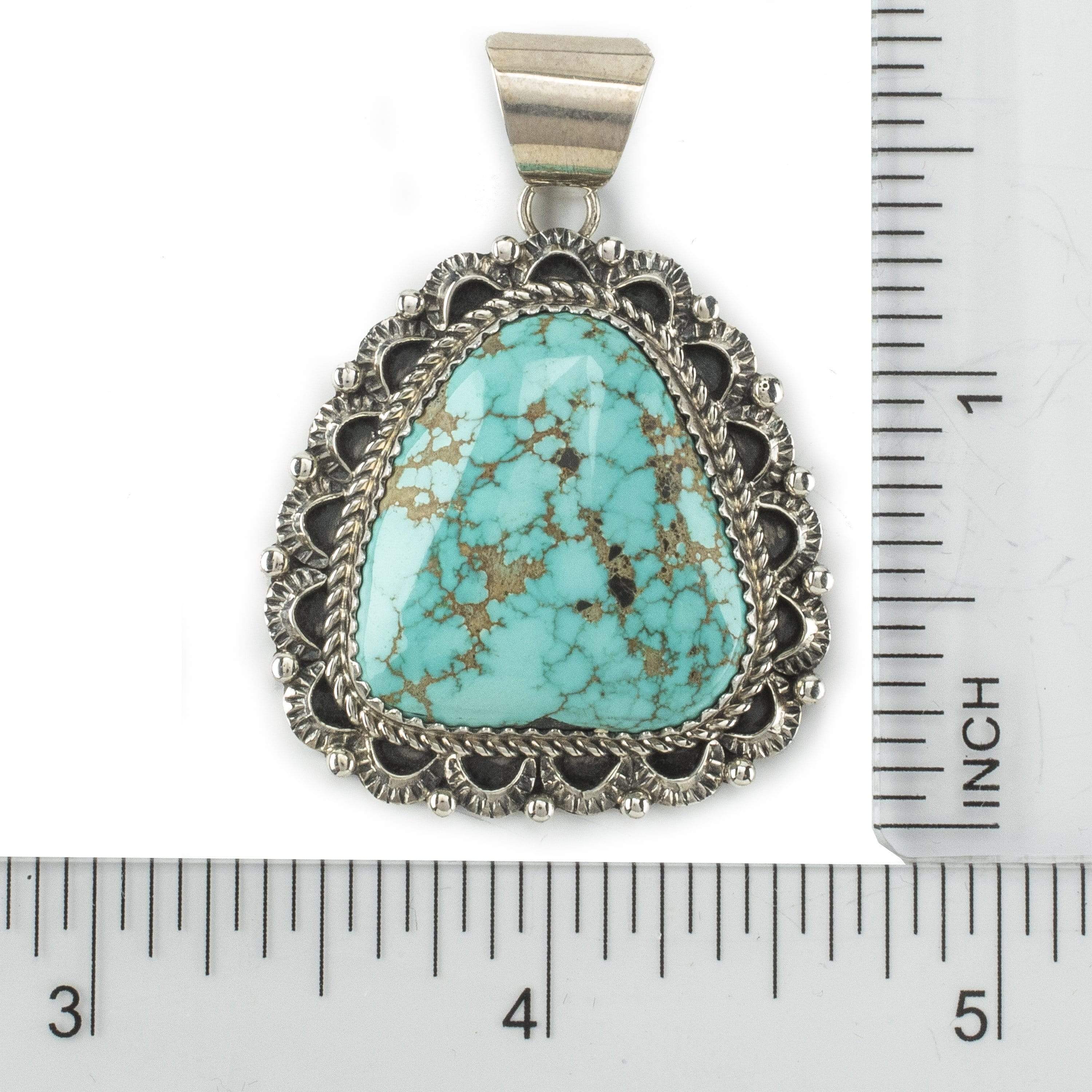 Kalifano Native American Jewelry Campitos Turquoise USA Native American Made 925 Sterling Silver Pendant NAN800.009