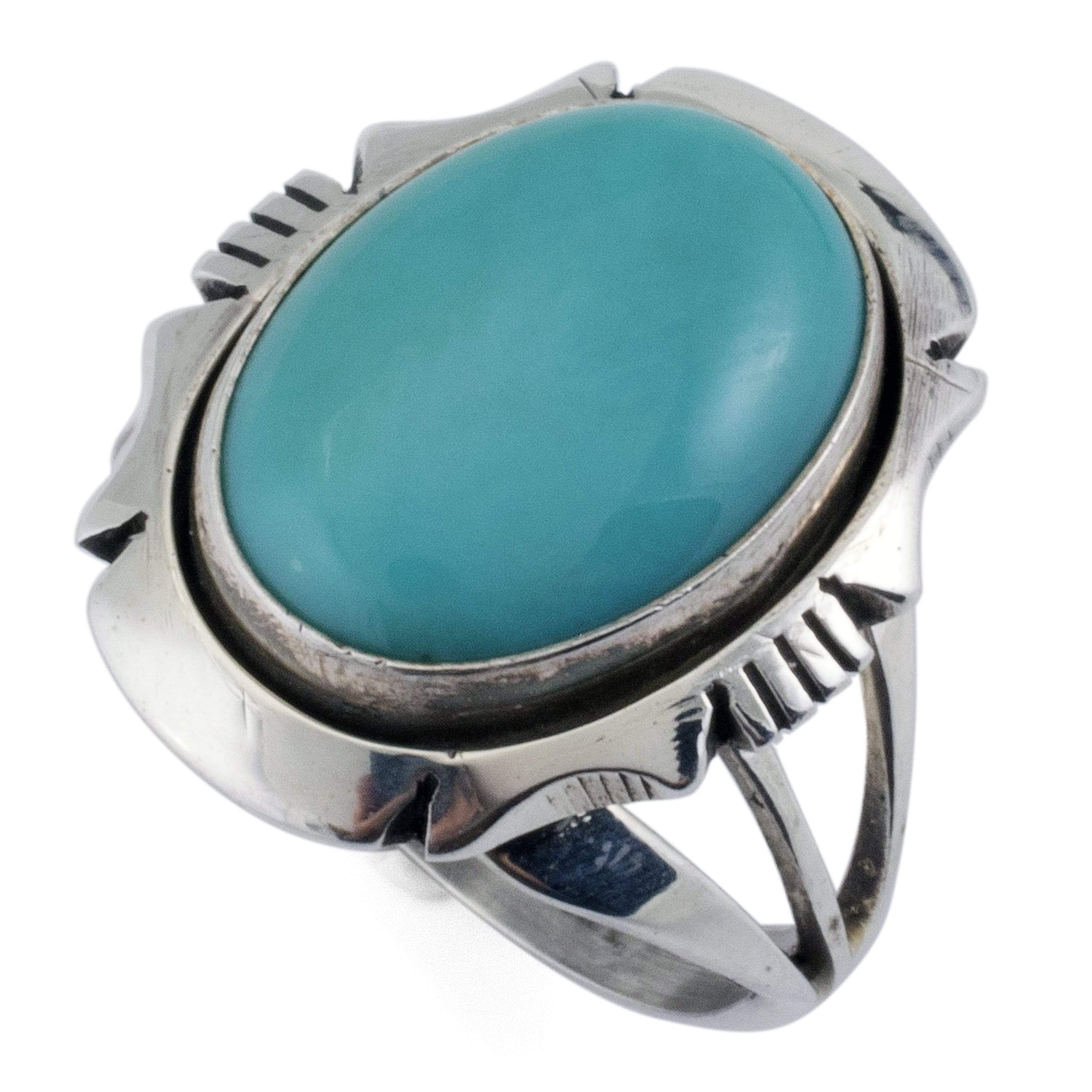 Kalifano Native American Jewelry Campitos Turquoise USA Native American Made 925 Sterling Silver Ring