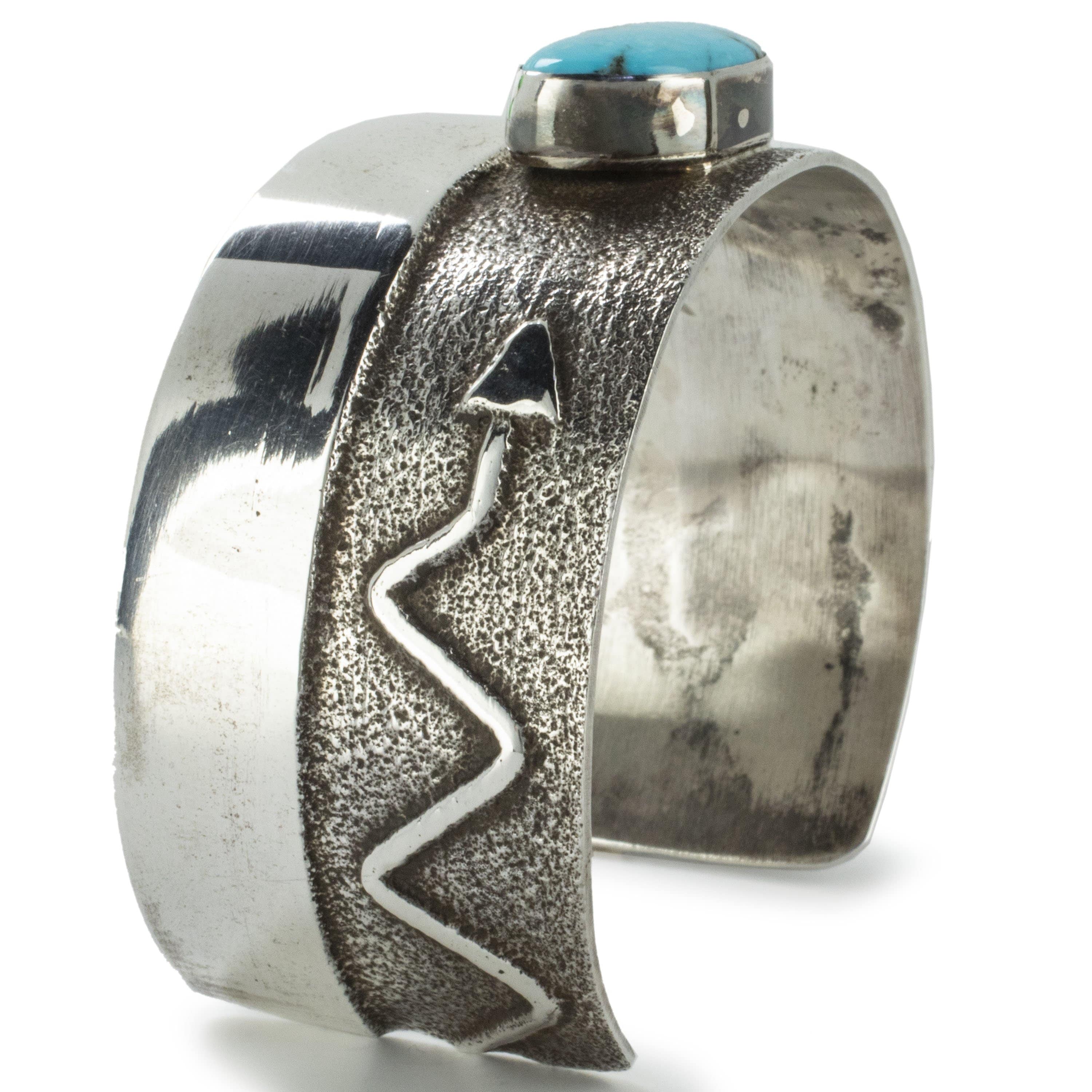 Kalifano Native American Jewelry Carico Lake Turquoise USA Native American Made 925 Sterling Silver Cuff NAB1300.004