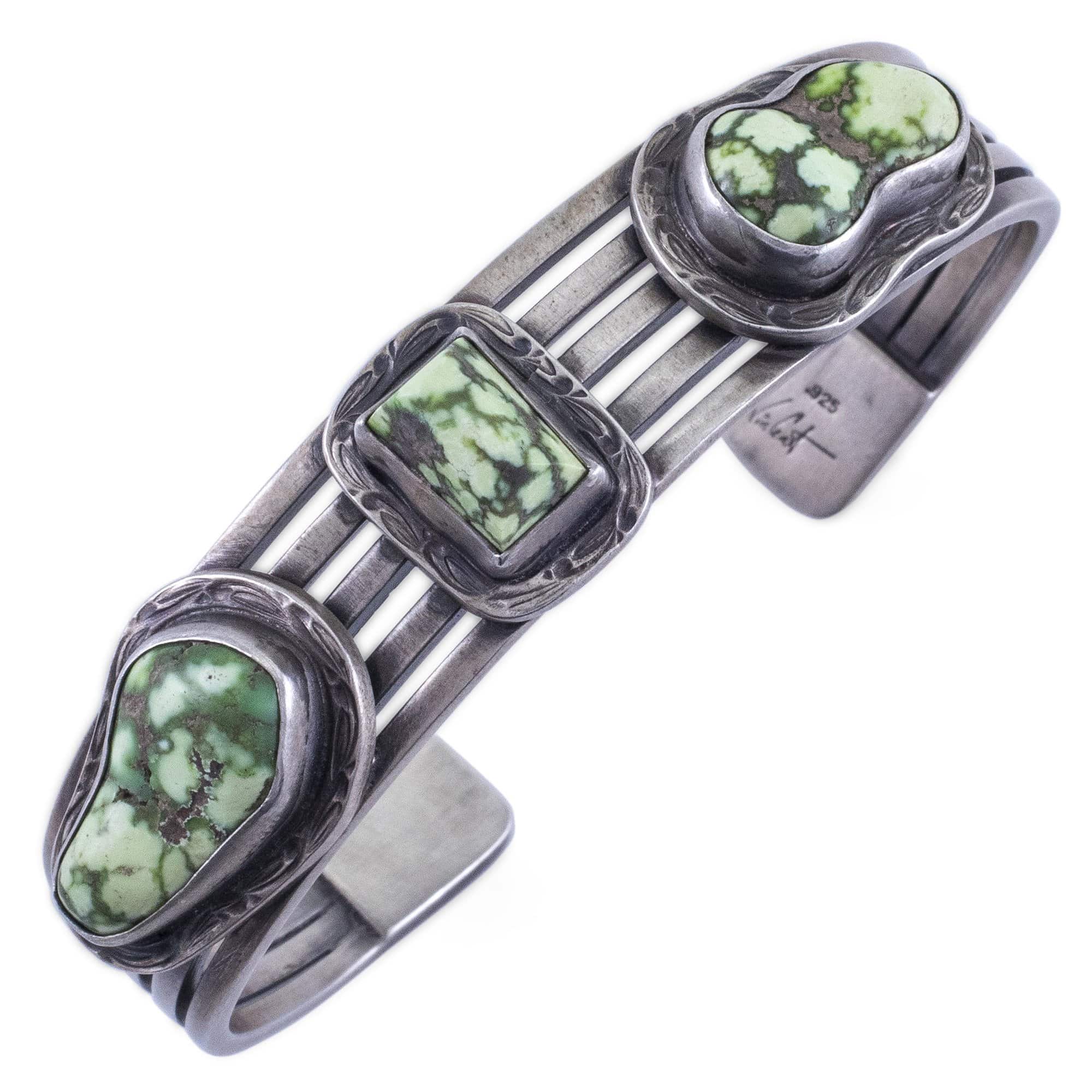 Kalifano Native American Jewelry Carico Lake Turquoise USA Native American Made 925 Sterling Silver Cuff NAB1350.007
